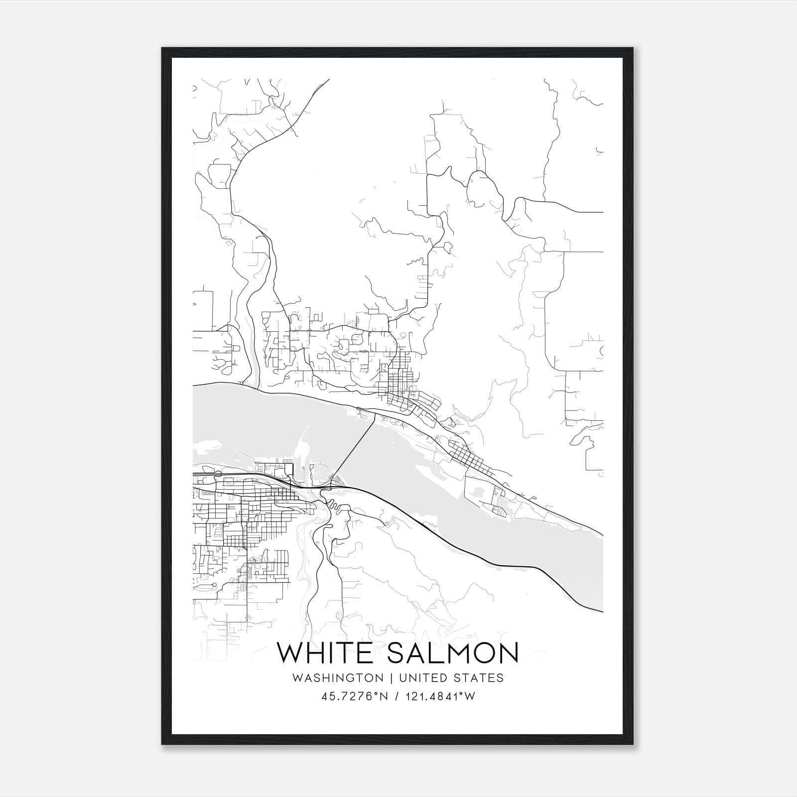 White Salmon Washington Map Poster, Modern Home Decor Wall Art Print White Salmon Washington Map Poster, Modern Home Decor Wall Art Print