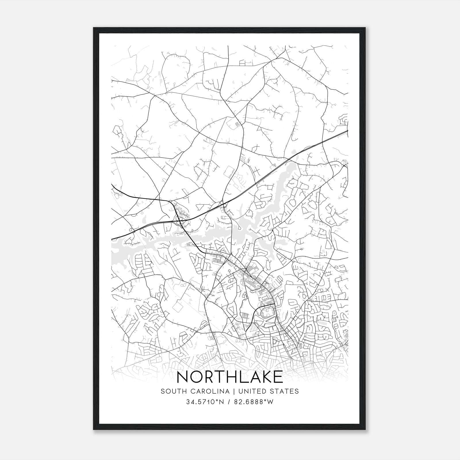 Northlake South Carolina Map Poster, Modern Home Decor Wall Art Print Northlake South Carolina Map Poster, Modern Home Decor Wall Art Print