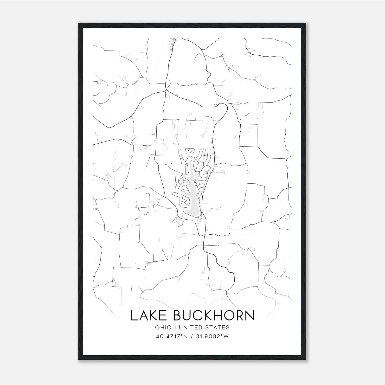 Lake Buckhorn Ohio Map Poster, Modern Home Decor Wall Art Print Lake Buckhorn Ohio Map Poster, Modern Home Decor Wall Art Print
