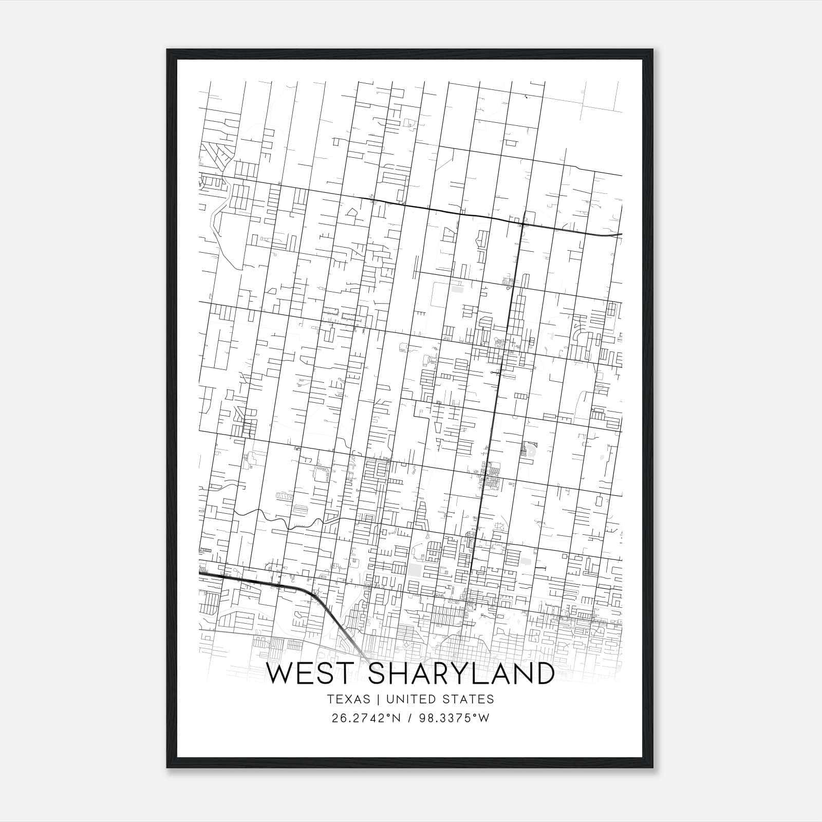 West Sharyland Texas Map Poster, Modern Home Decor Wall Art Print West Sharyland Texas Map Poster, Modern Home Decor Wall Art Print