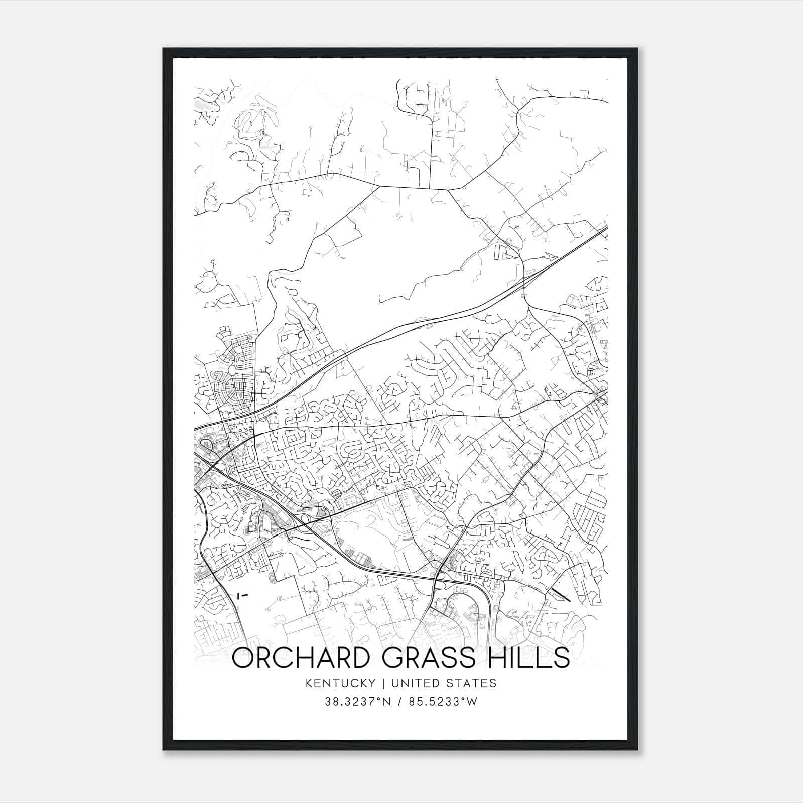 Orchard Grass Hills Kentucky Map Poster, Modern Home Decor Wall Art Print Orchard Grass Hills Kentucky Map Poster, Modern Home Decor Wall Art Print