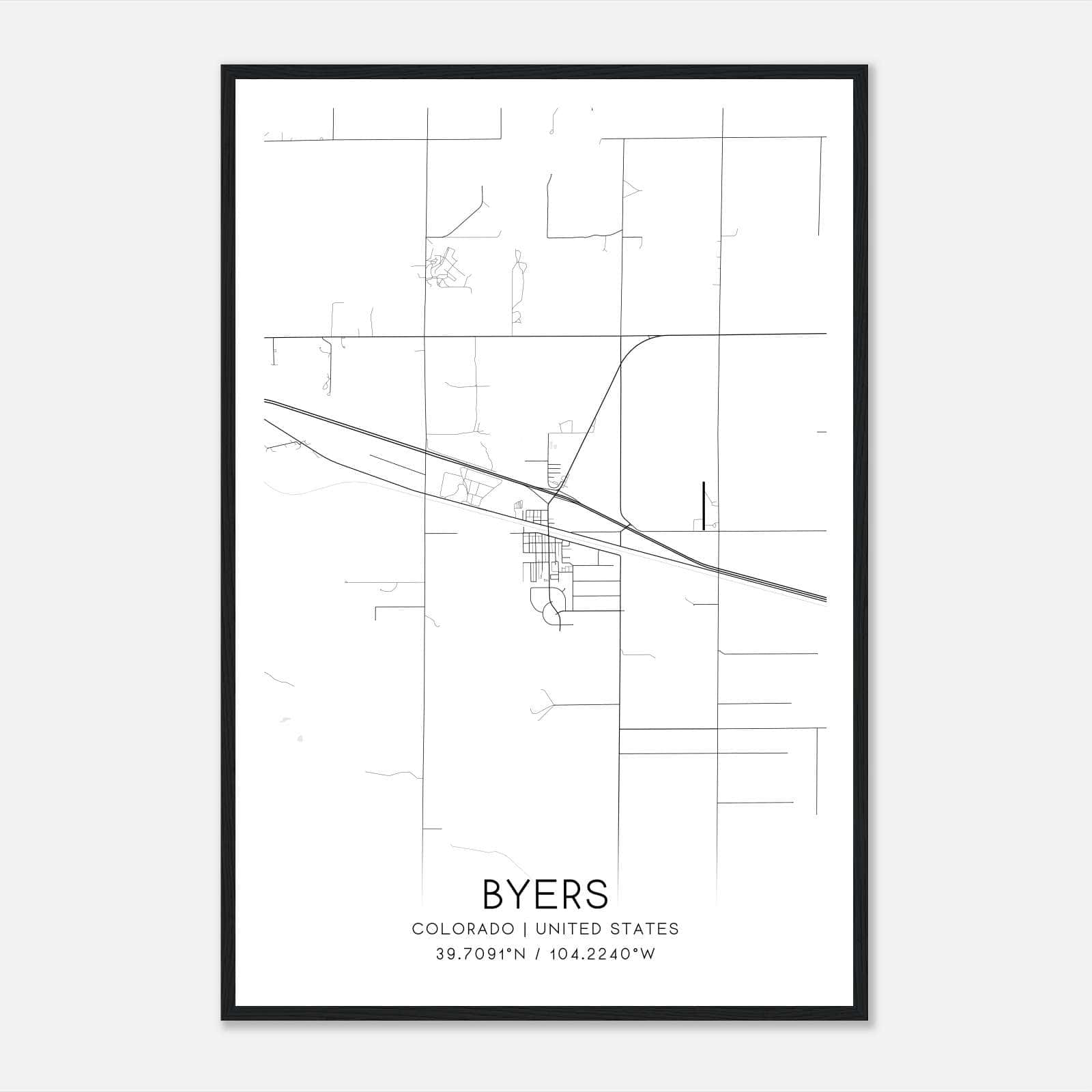 Byers Colorado Map Poster, Modern Home Decor Wall Art Print Byers Colorado Map Poster, Modern Home Decor Wall Art Print
