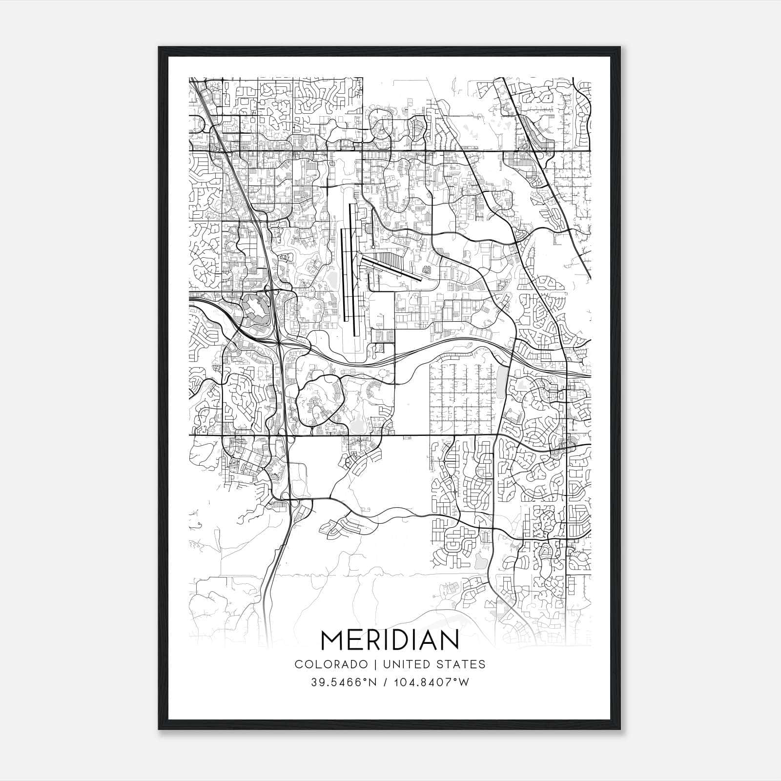 Meridian Colorado Map Poster, Modern Home Decor Wall Art Print Meridian Colorado Map Poster, Modern Home Decor Wall Art Print