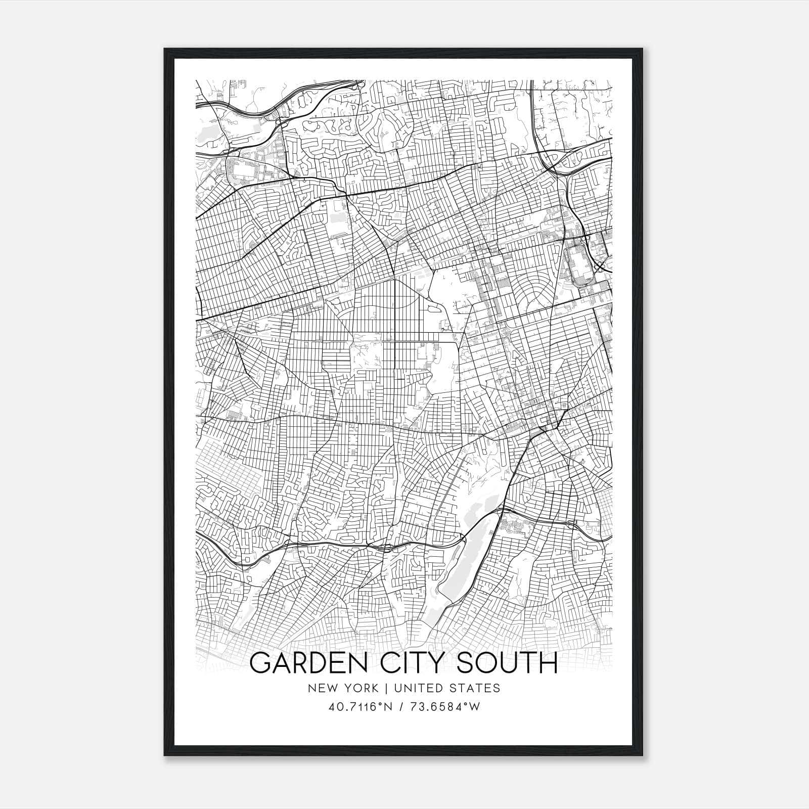 Garden City South New York Map Poster, Modern Home Decor Wall Art Print Garden City South New York Map Poster, Modern Home Decor Wall Art Print