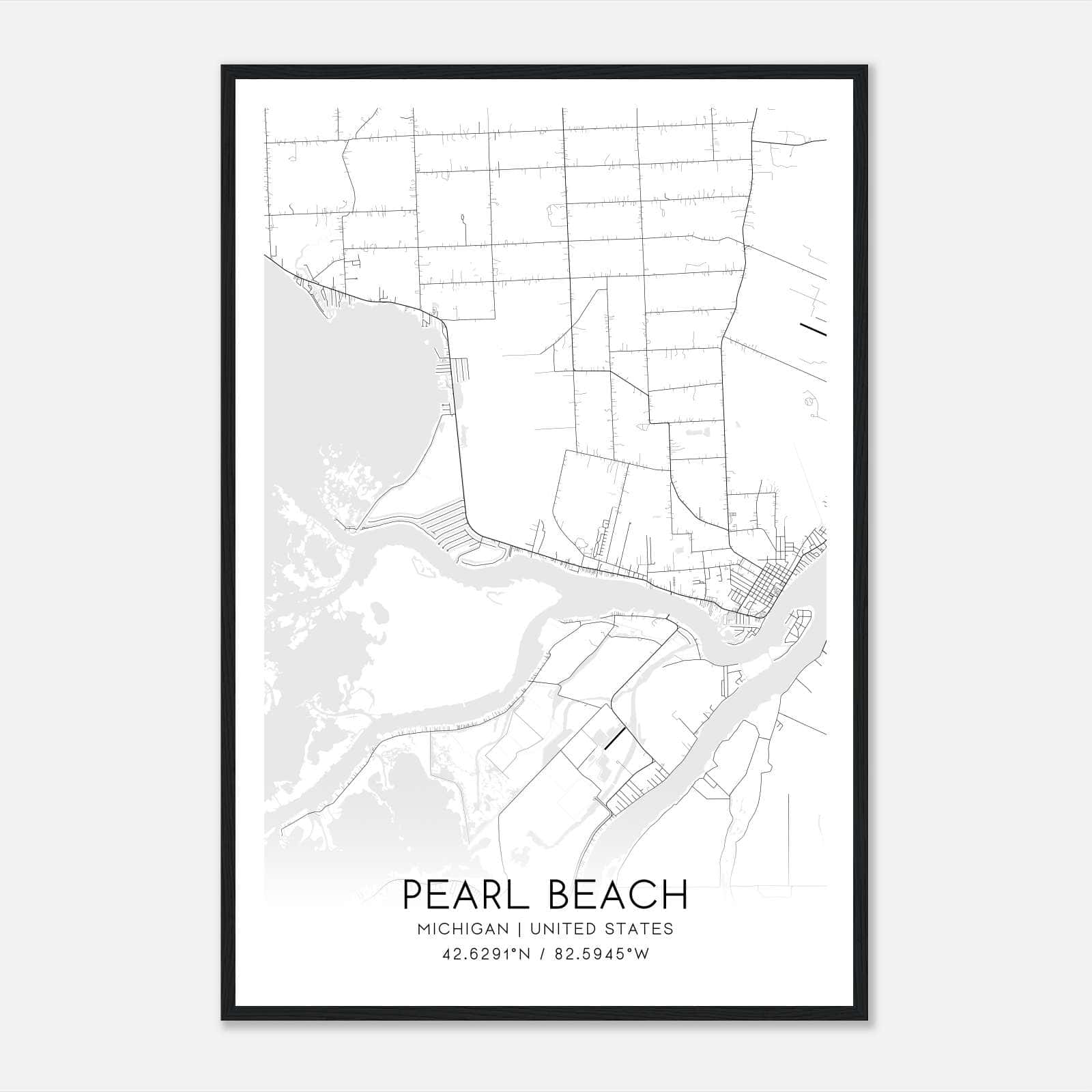 Pearl Beach Michigan Map Poster, Modern Home Decor Wall Art Print Pearl Beach Michigan Map Poster, Modern Home Decor Wall Art Print