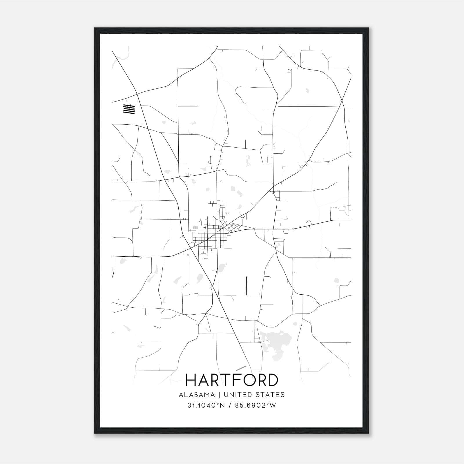 Hartford Alabama Map Poster, Modern Home Decor Wall Art Print Hartford Alabama Map Poster, Modern Home Decor Wall Art Print