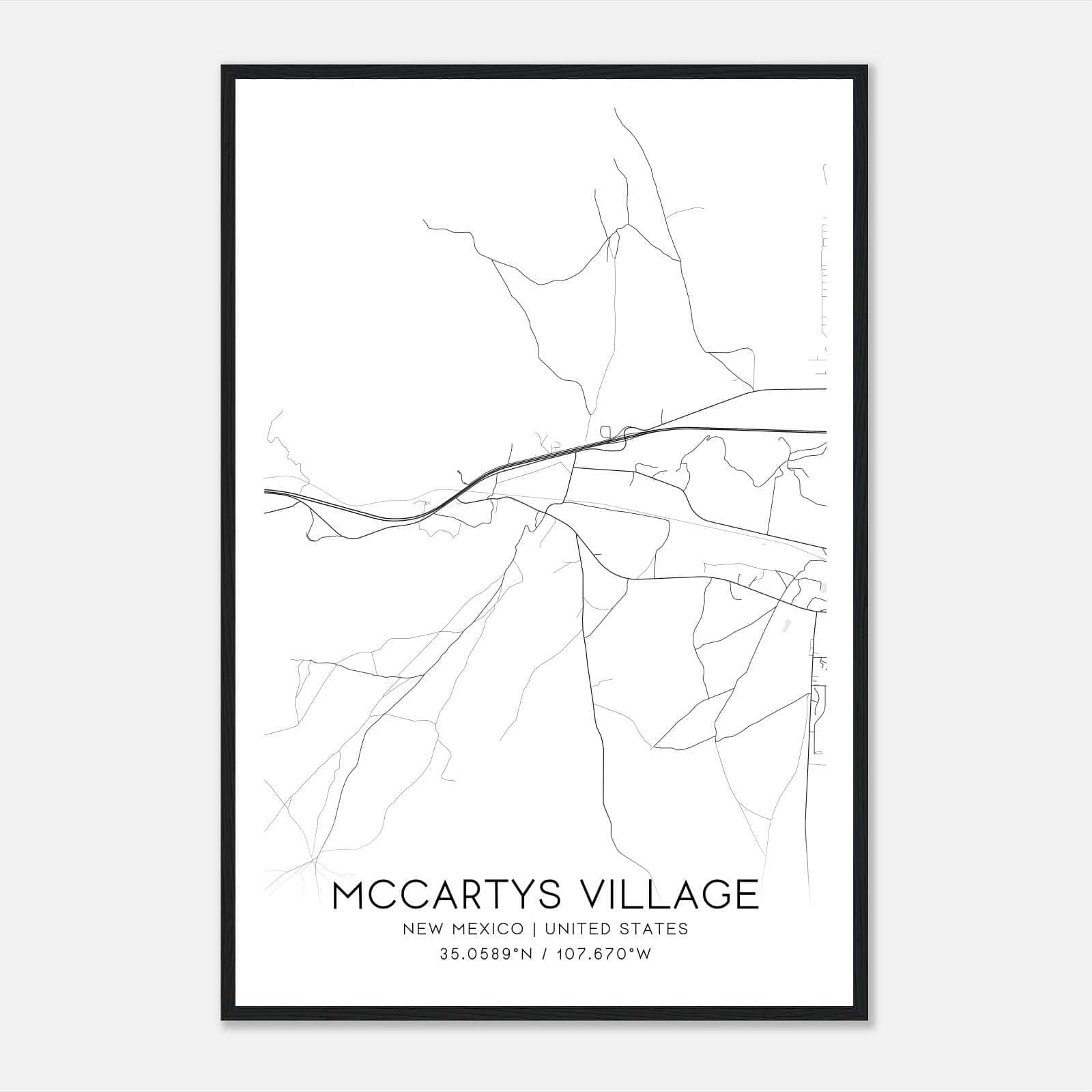 Mccartys Village New Mexico Map Poster, Modern Home Decor Wall Art Print Mccartys Village New Mexico Map Poster, Modern Home Decor Wall Art Print