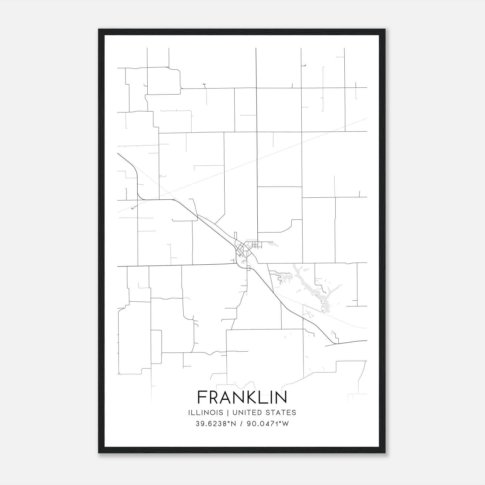 Franklin Illinois Map Poster, Modern Home Decor Wall Art Print Franklin Illinois Map Poster, Modern Home Decor Wall Art Print