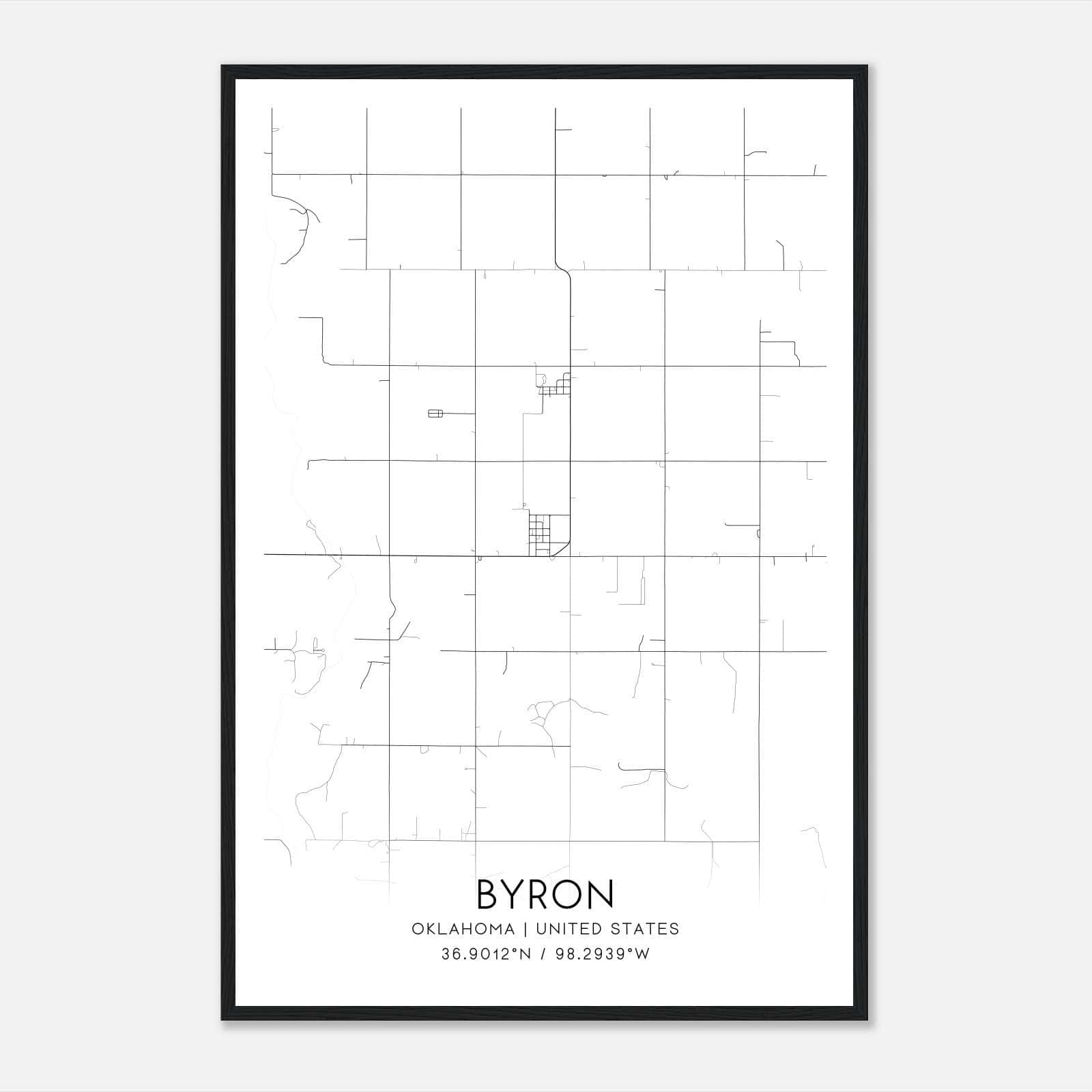 Byron Oklahoma Map Poster, Modern Home Decor Wall Art Print Byron Oklahoma Map Poster, Modern Home Decor Wall Art Print