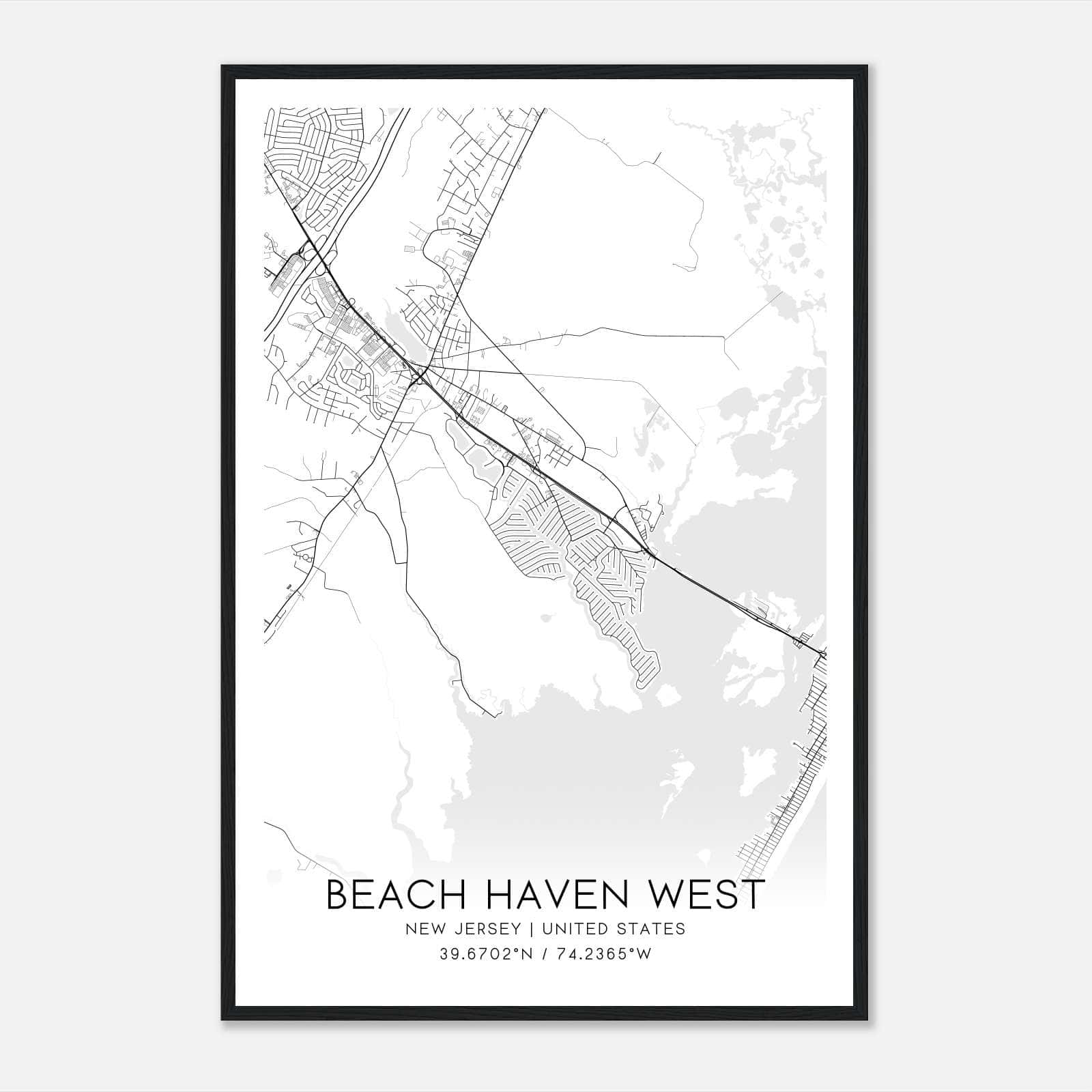 Beach Haven West New Jersey Map Poster, Modern Home Decor Wall Art Print Beach Haven West New Jersey Map Poster, Modern Home Decor Wall Art Print