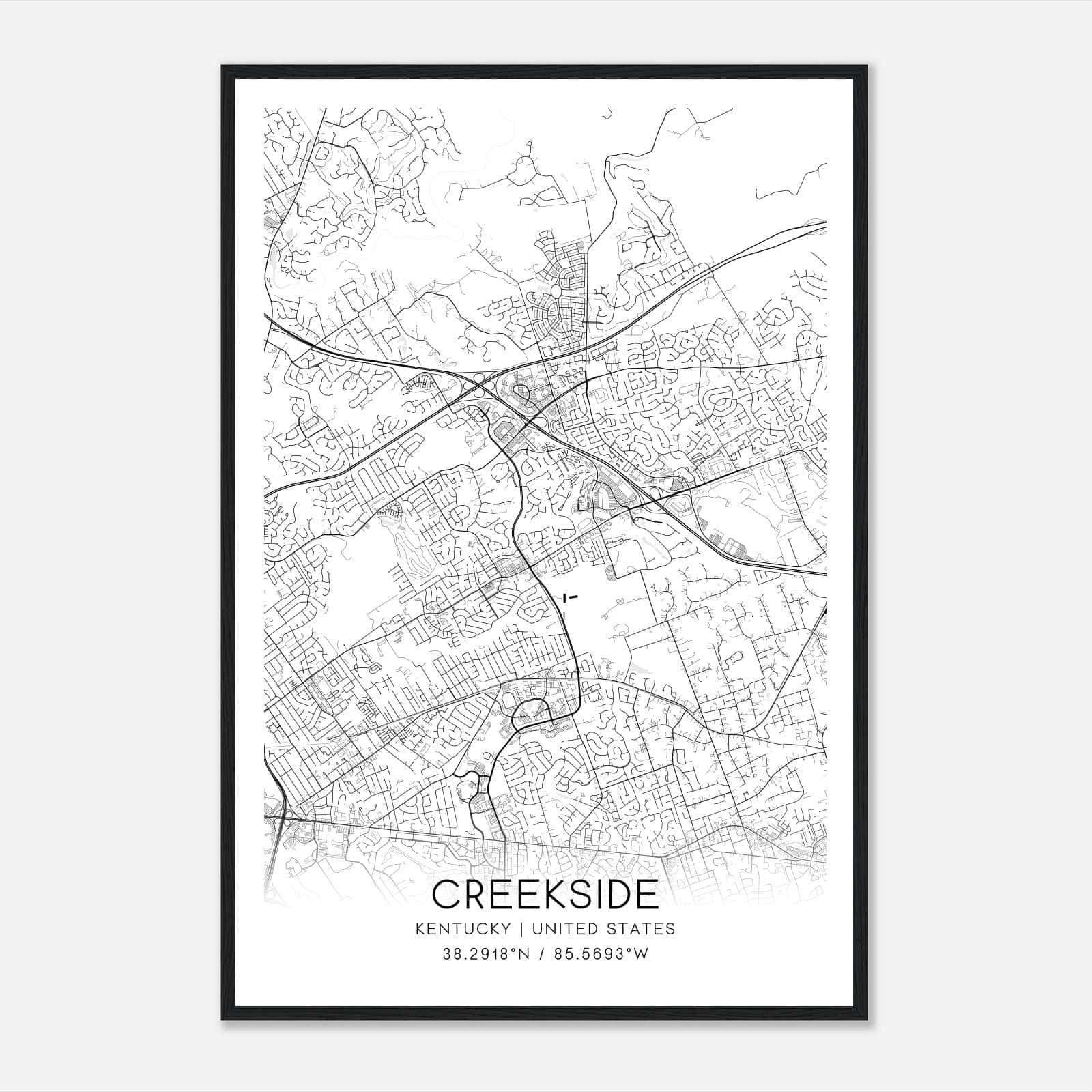 Creekside Kentucky Map Poster, Modern Home Decor Wall Art Print Creekside Kentucky Map Poster, Modern Home Decor Wall Art Print