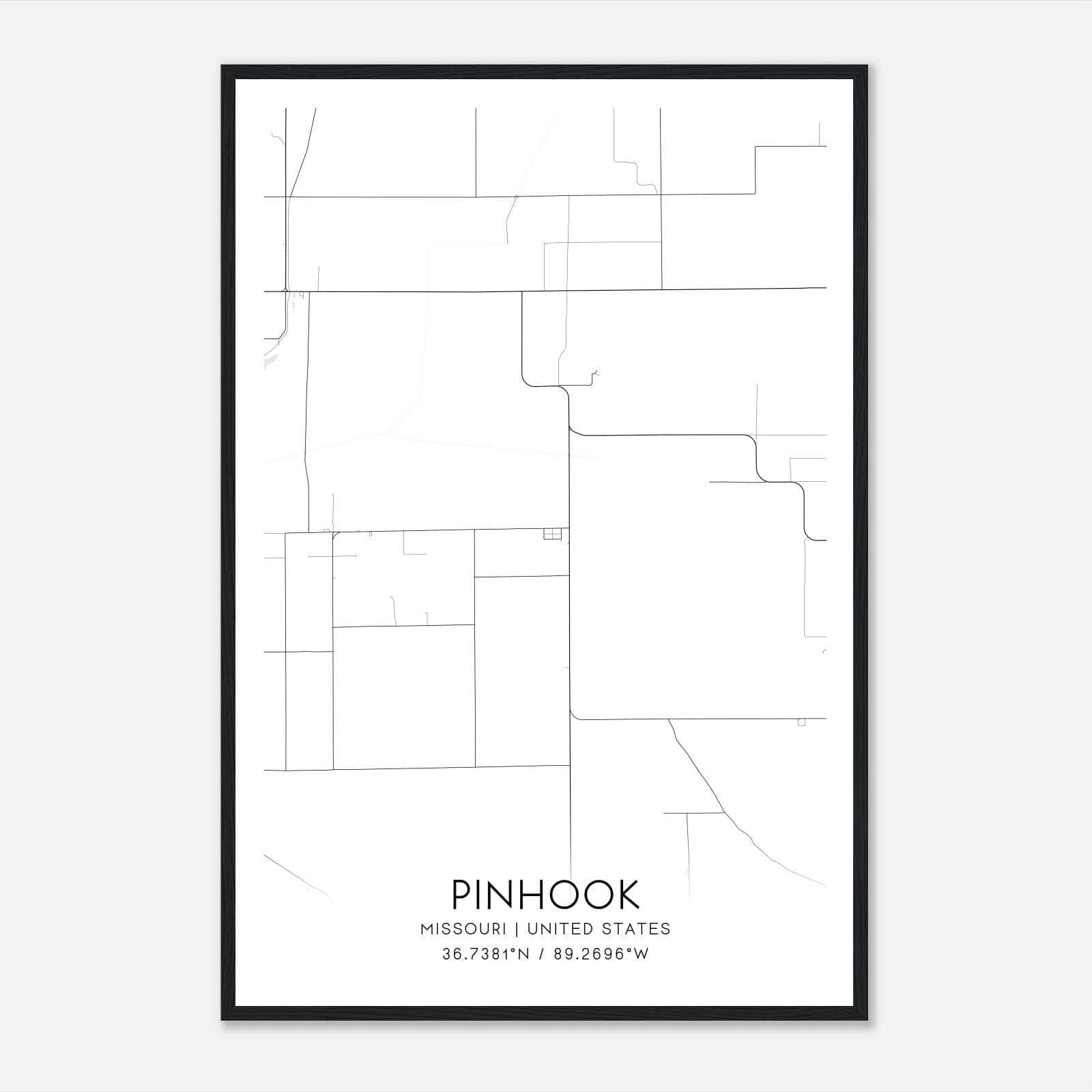 Pinhook Missouri Map Poster, Modern Home Decor Wall Art Print Pinhook Missouri Map Poster, Modern Home Decor Wall Art Print