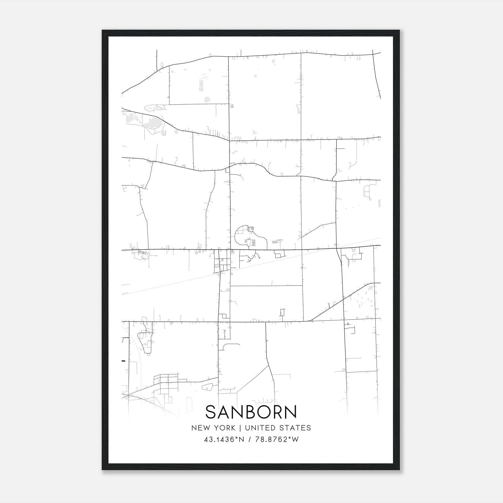 Sanborn New York Map Poster, Modern Home Decor Wall Art Print Sanborn New York Map Poster, Modern Home Decor Wall Art Print