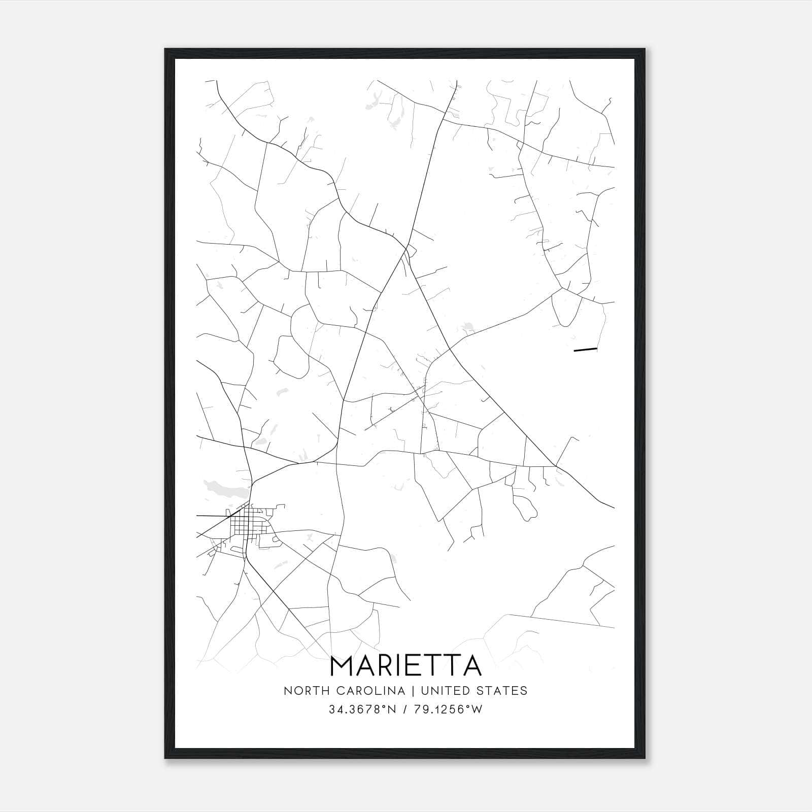 Marietta North Carolina Map Poster, Modern Home Decor Wall Art Print Marietta North Carolina Map Poster, Modern Home Decor Wall Art Print