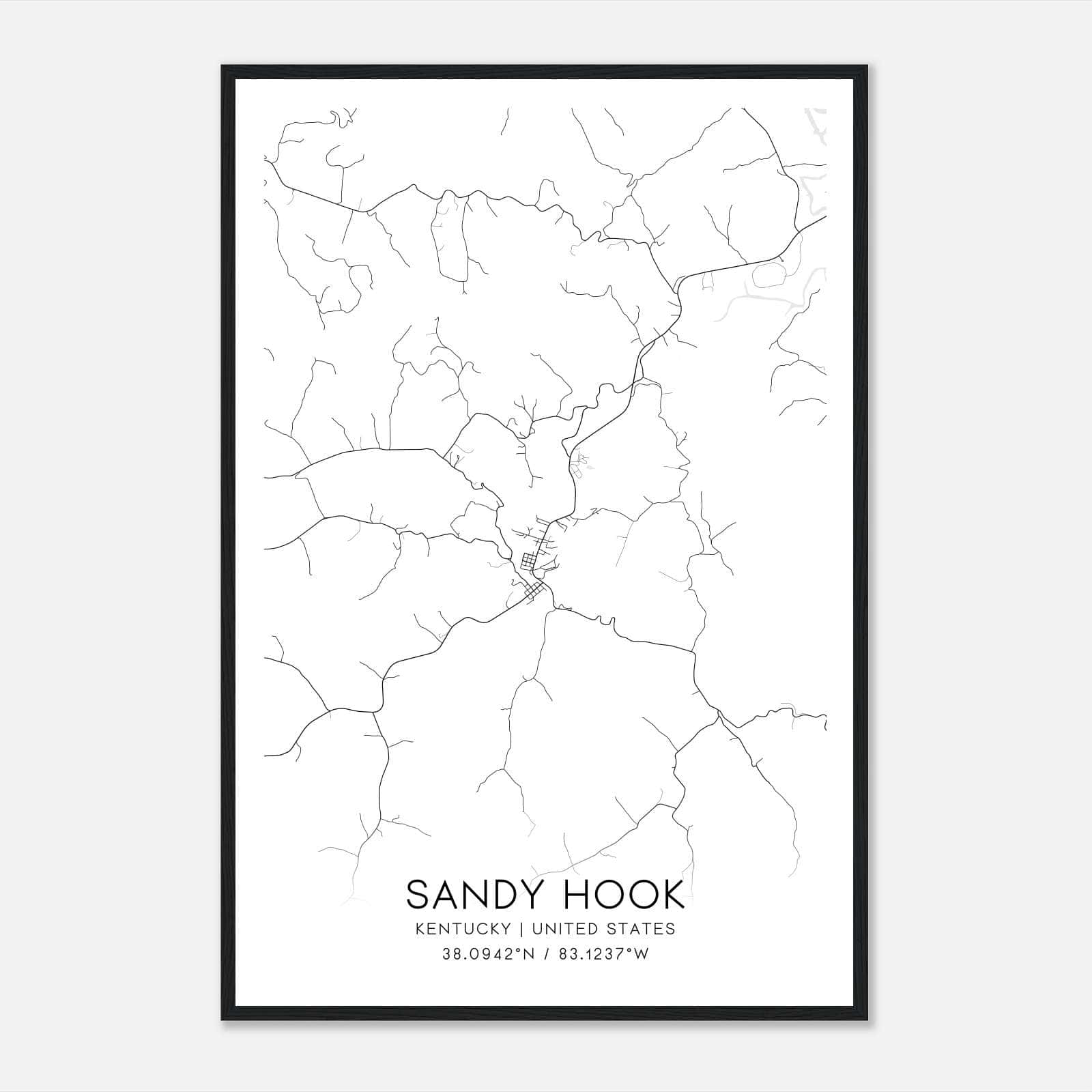 Sandy Hook Kentucky Map Poster, Modern Home Decor Wall Art Print Sandy Hook Kentucky Map Poster, Modern Home Decor Wall Art Print