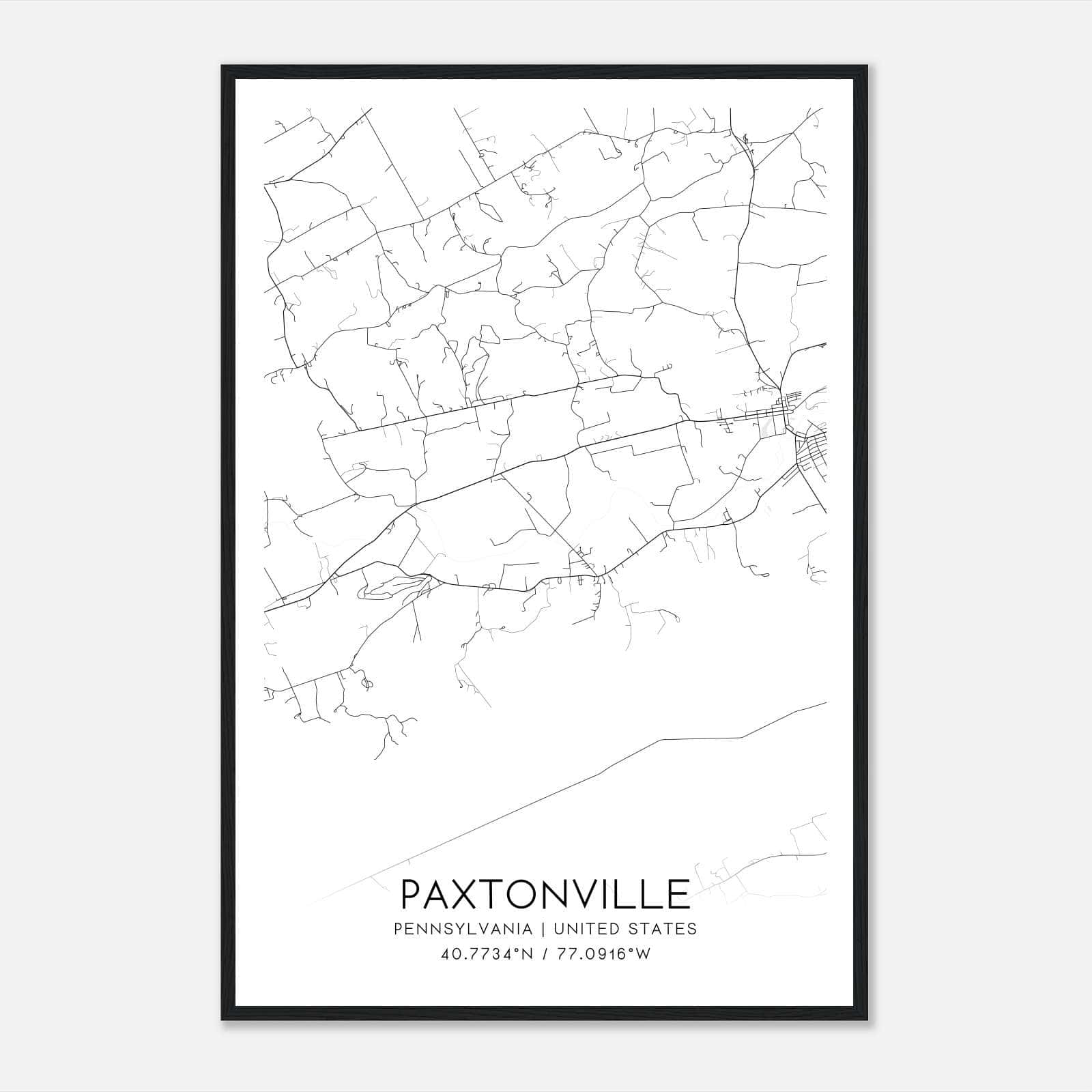 Paxtonville Pennsylvania Map Poster, Modern Home Decor Wall Art Print Paxtonville Pennsylvania Map Poster, Modern Home Decor Wall Art Print