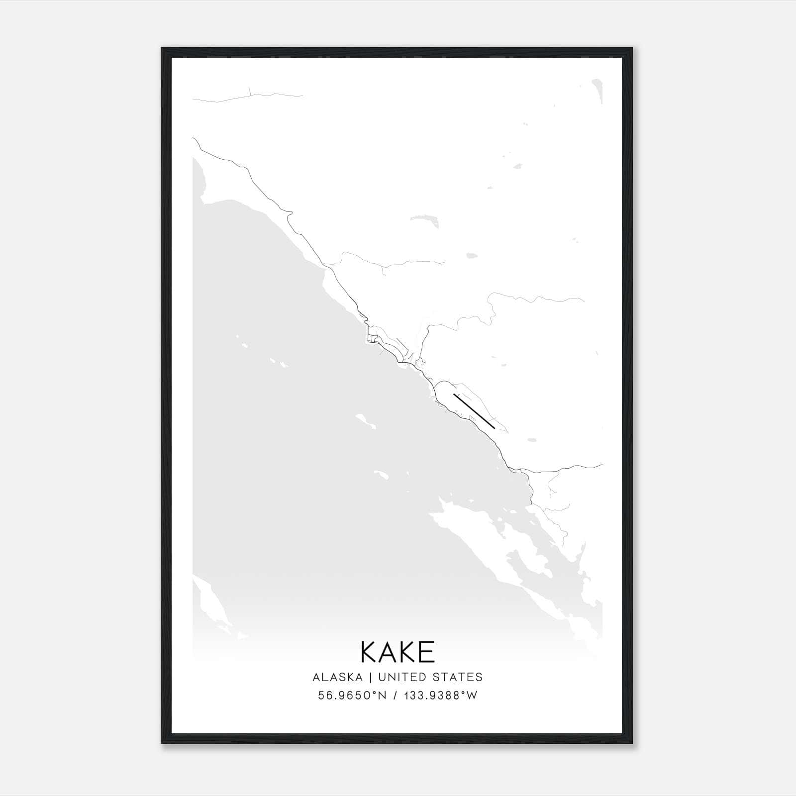 Kake Alaska Map Poster, Modern Home Decor Wall Art Print Kake Alaska Map Poster, Modern Home Decor Wall Art Print