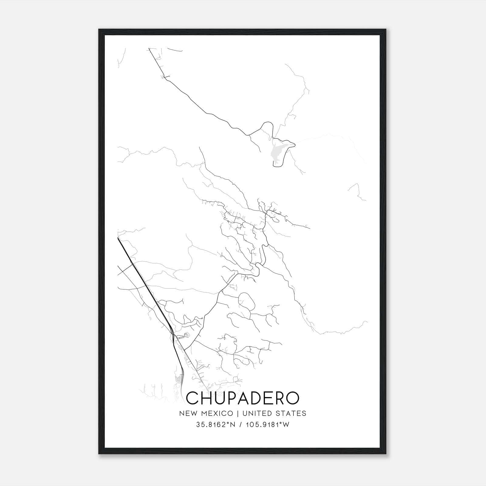 Chupadero New Mexico Map Poster, Modern Home Decor Wall Art Print Chupadero New Mexico Map Poster, Modern Home Decor Wall Art Print