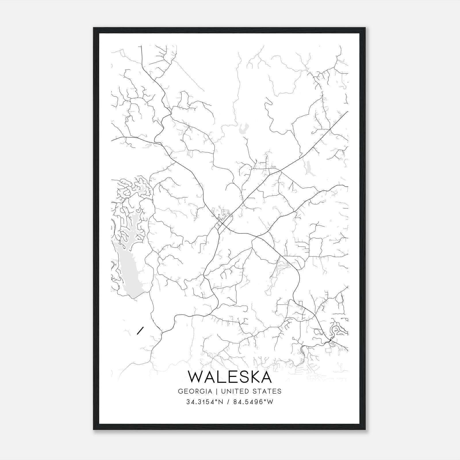 Waleska Georgia Map Poster, Modern Home Decor Wall Art Print Waleska Georgia Map Poster, Modern Home Decor Wall Art Print