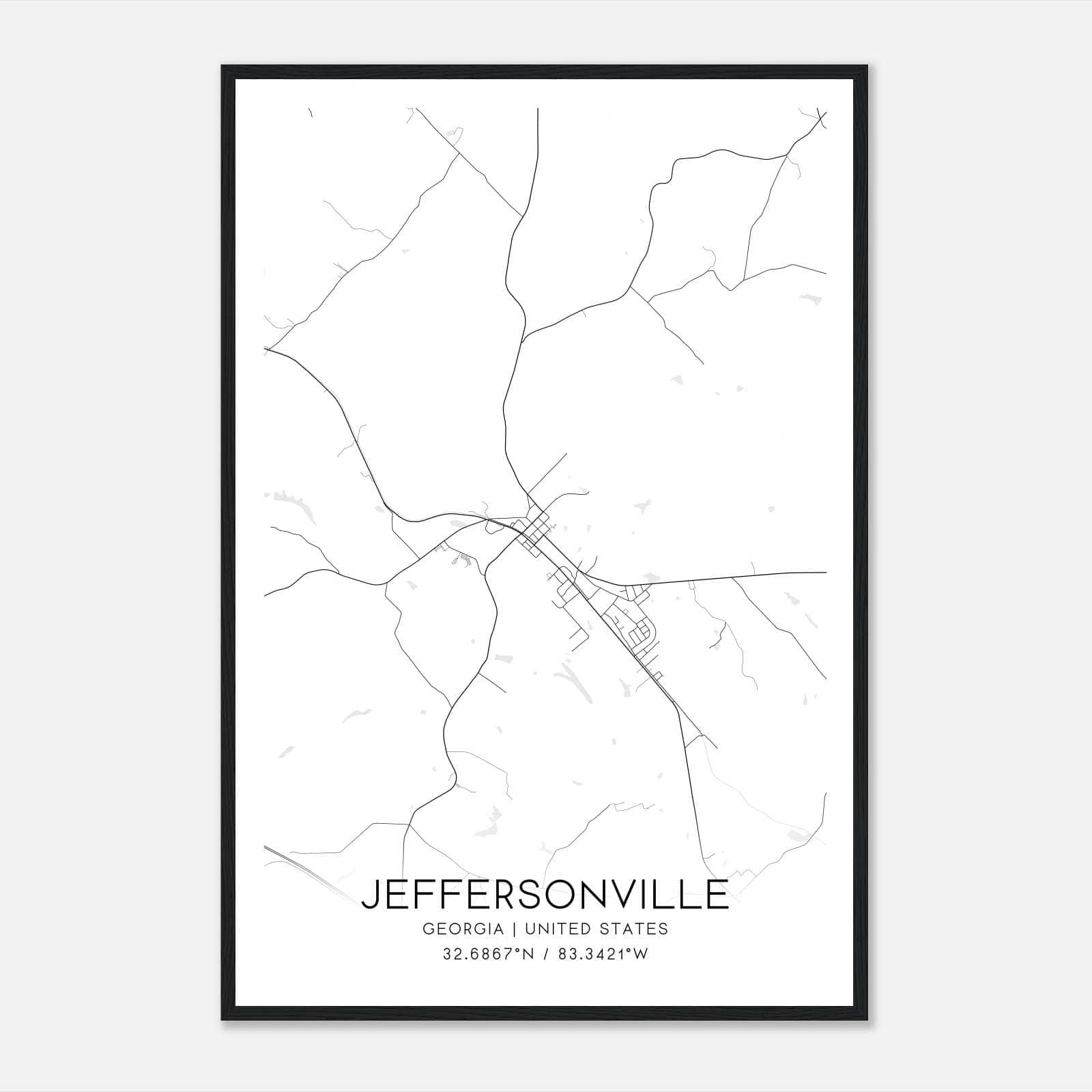 Jeffersonville Georgia Map Poster, Modern Home Decor Wall Art Print Jeffersonville Georgia Map Poster, Modern Home Decor Wall Art Print