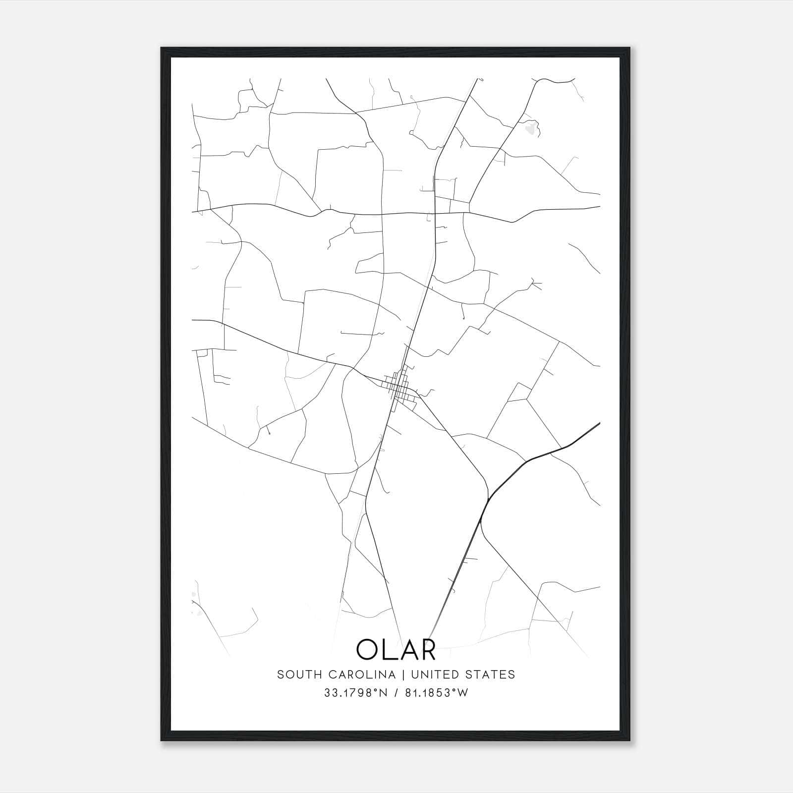 Olar South Carolina Map Poster, Modern Home Decor Wall Art Print Olar South Carolina Map Poster, Modern Home Decor Wall Art Print
