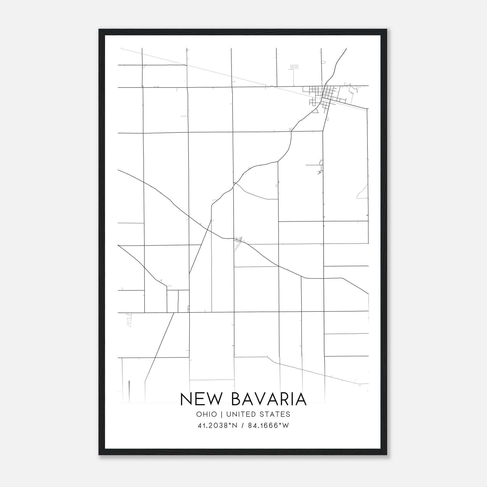New Bavaria Ohio Map Poster, Modern Home Decor Wall Art Print New Bavaria Ohio Map Poster, Modern Home Decor Wall Art Print