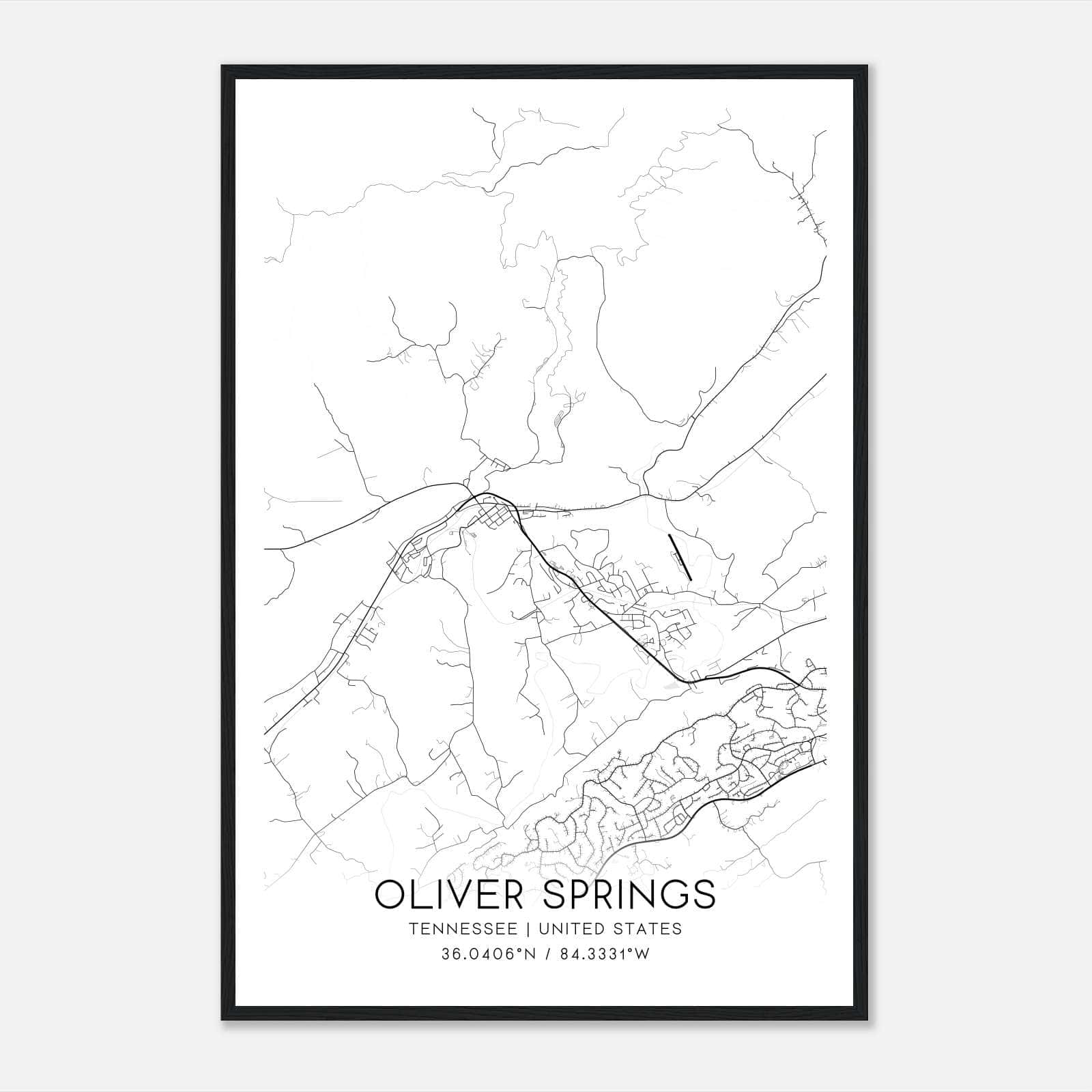 Oliver Springs Tennessee Map Poster, Modern Home Decor Wall Art Print Oliver Springs Tennessee Map Poster, Modern Home Decor Wall Art Print