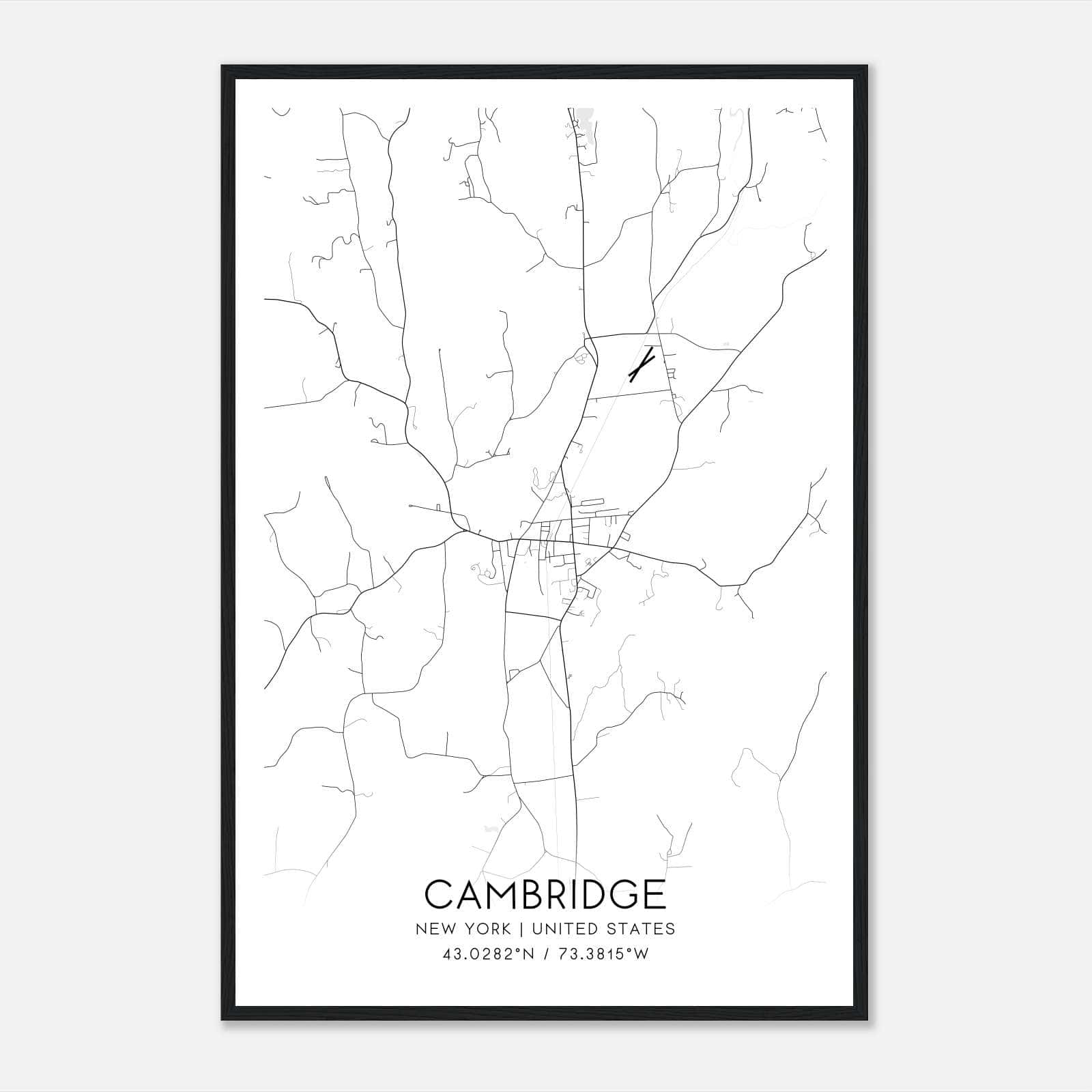 Cambridge New York Map Poster, Modern Home Decor Wall Art Print Cambridge New York Map Poster, Modern Home Decor Wall Art Print