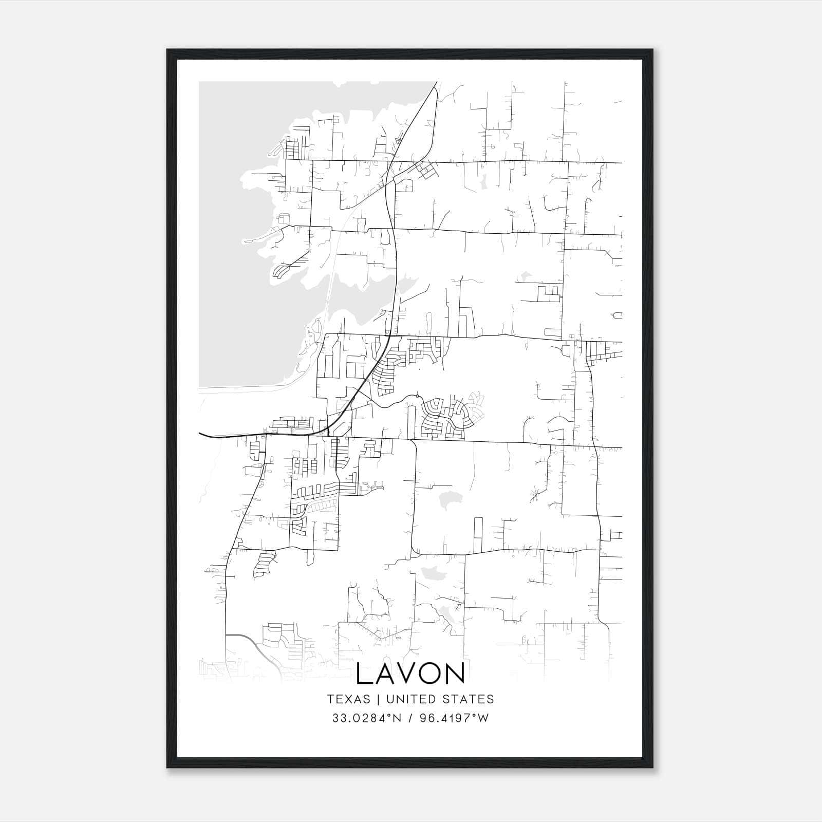Lavon Texas Map Poster, Modern Home Decor Wall Art Print Lavon Texas Map Poster, Modern Home Decor Wall Art Print