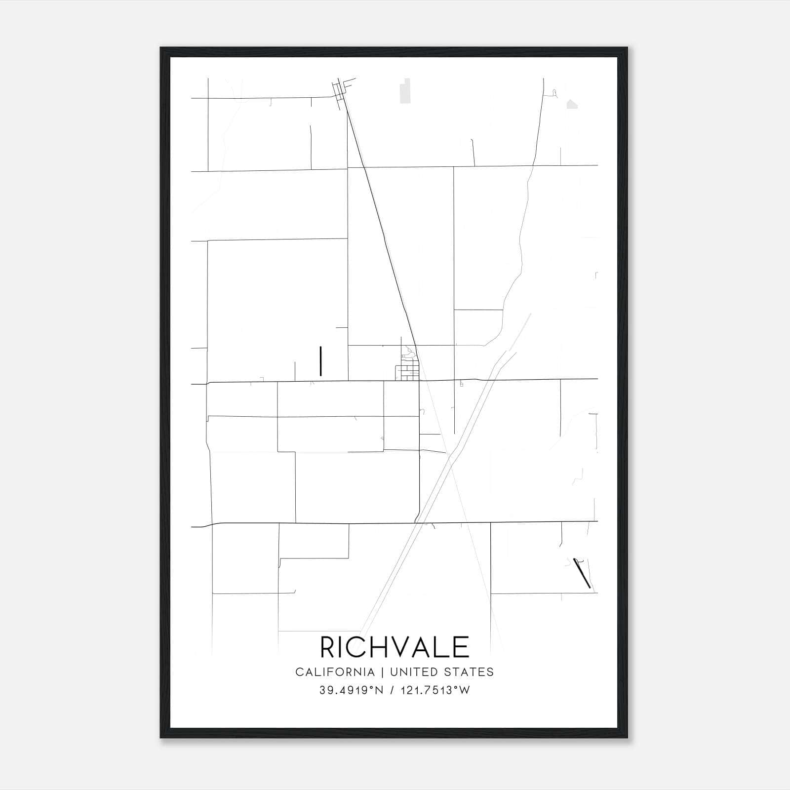 Richvale California Map Poster, Modern Home Decor Wall Art Print Richvale California Map Poster, Modern Home Decor Wall Art Print