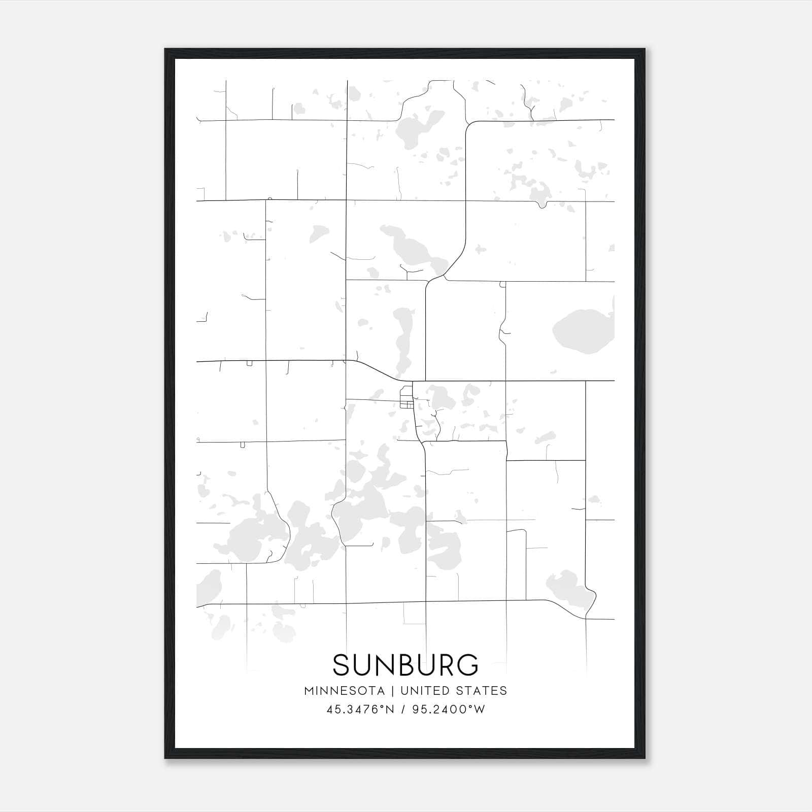 Sunburg Minnesota Map Poster, Modern Home Decor Wall Art Print Sunburg Minnesota Map Poster, Modern Home Decor Wall Art Print