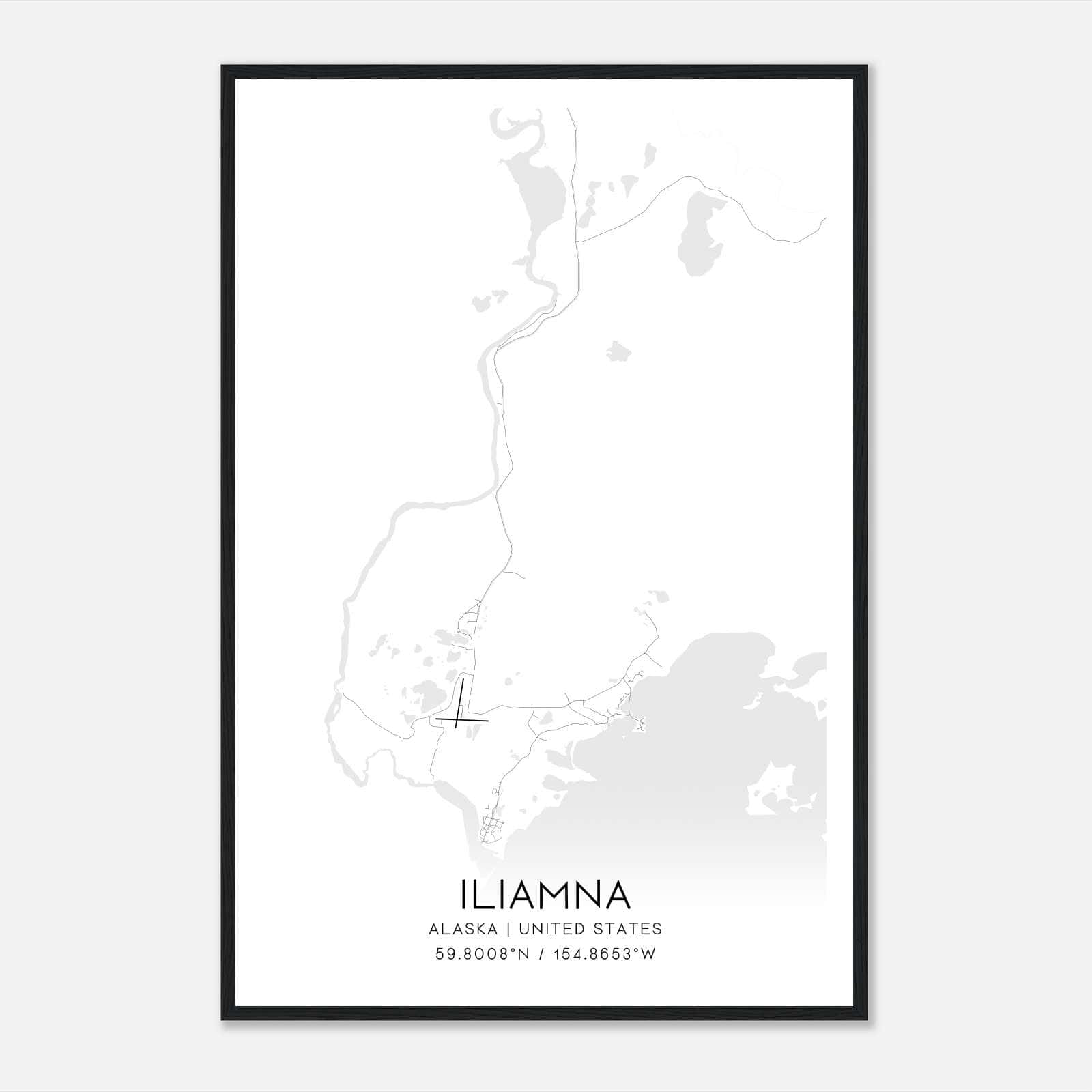 Iliamna Alaska Map Poster, Modern Home Decor Wall Art Print Iliamna Alaska Map Poster, Modern Home Decor Wall Art Print