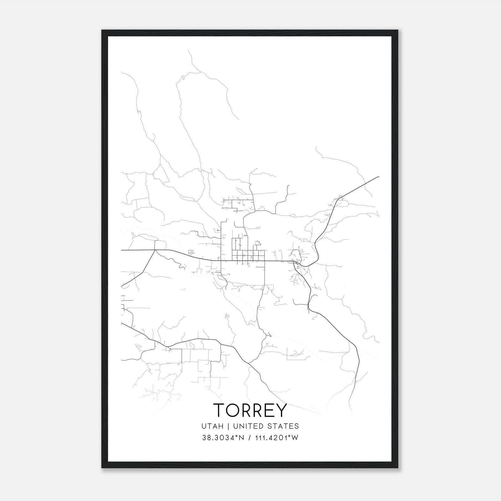 Torrey Utah Map Poster, Modern Home Decor Wall Art Print Torrey Utah Map Poster, Modern Home Decor Wall Art Print