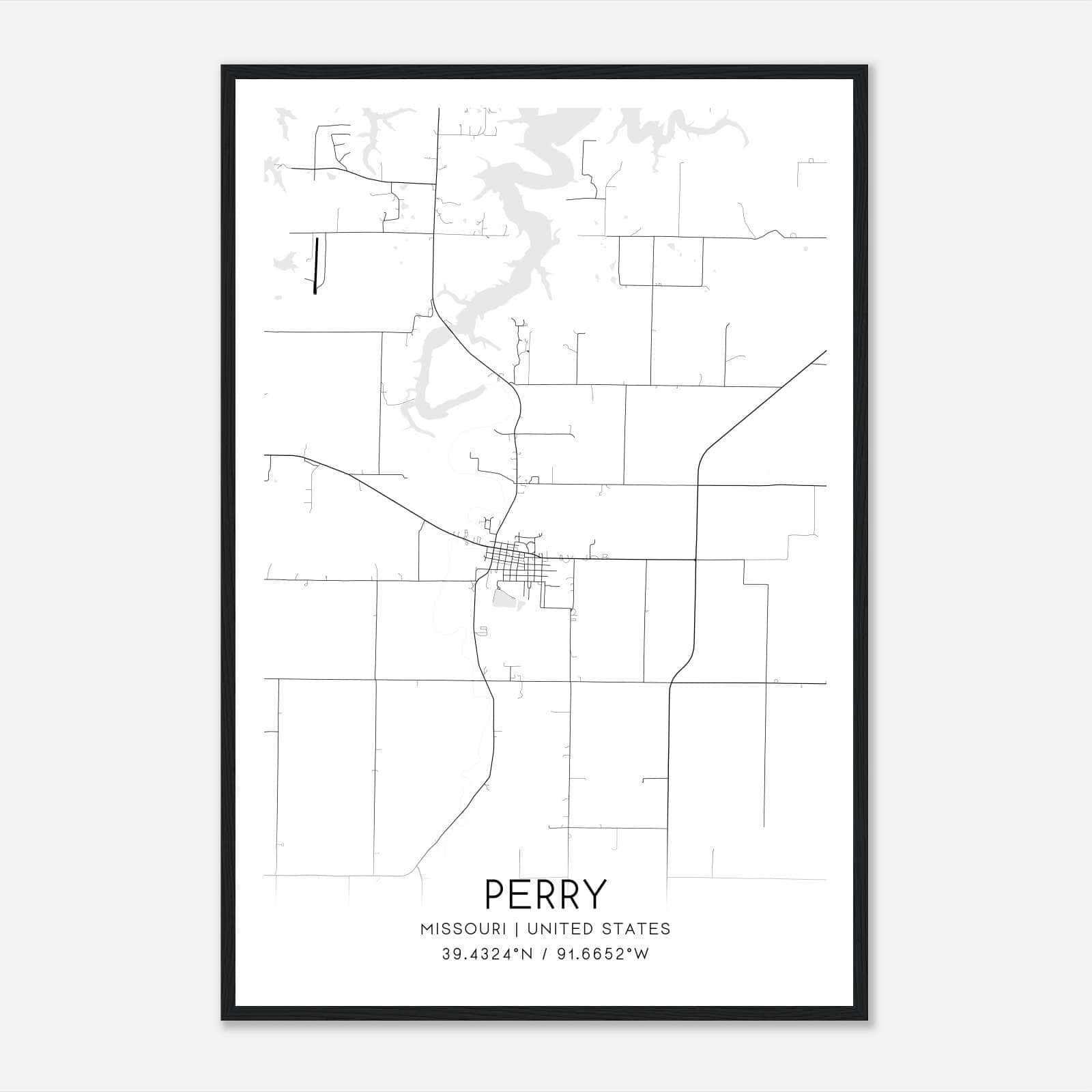 Perry Missouri Map Poster, Modern Home Decor Wall Art Print Perry Missouri Map Poster, Modern Home Decor Wall Art Print