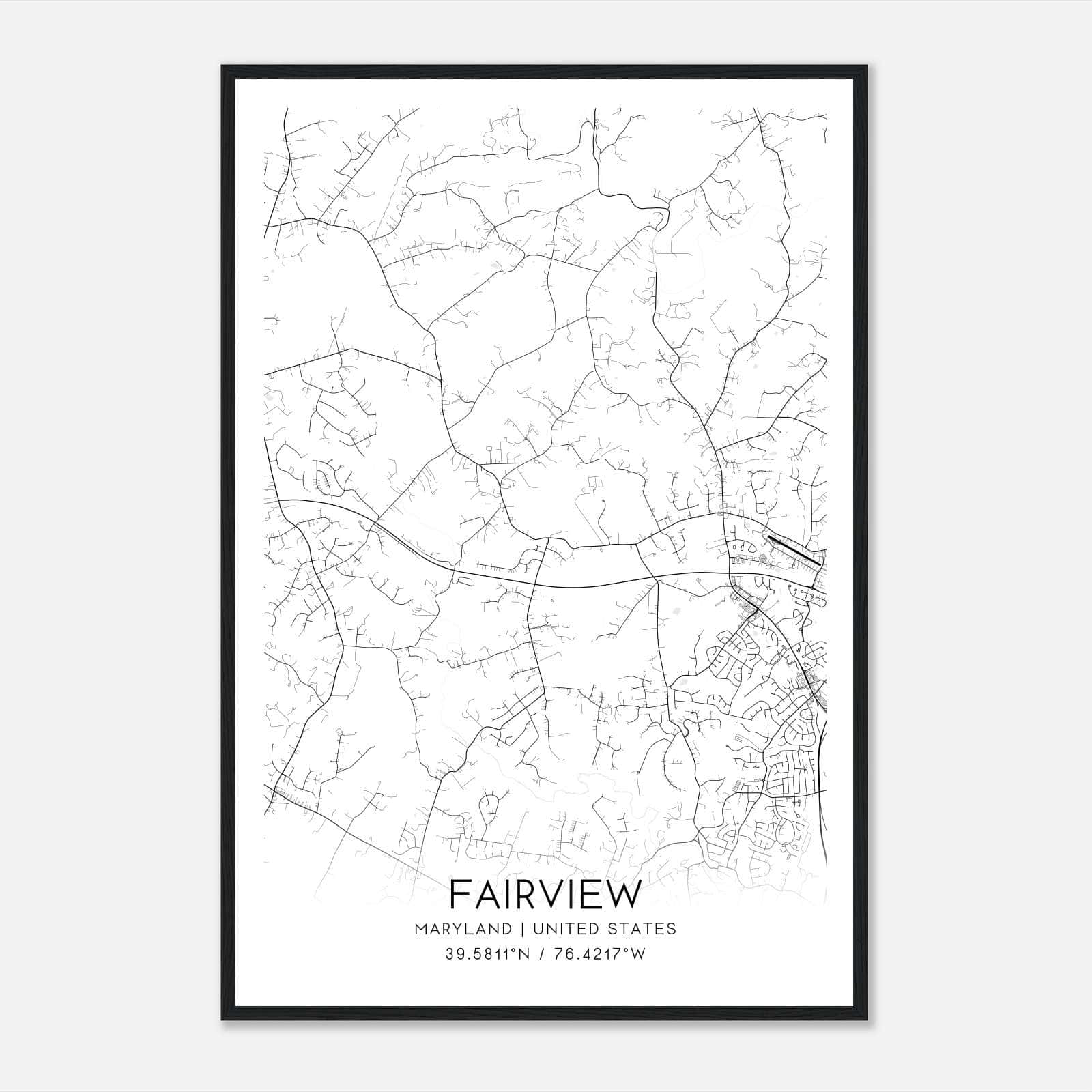 Fairview Maryland Map Poster, Modern Home Decor Wall Art Print Fairview Maryland Map Poster, Modern Home Decor Wall Art Print