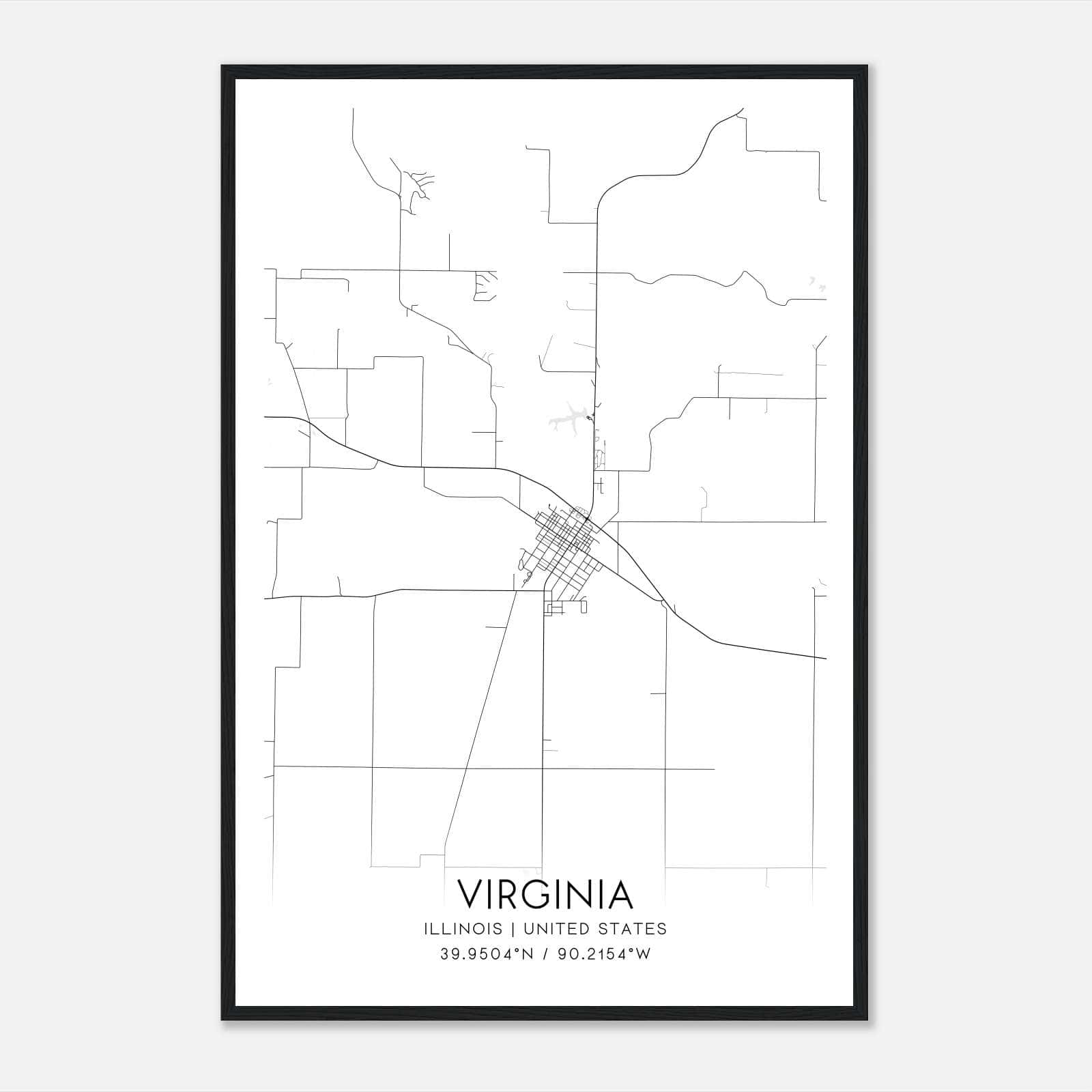 Virginia Illinois Map Poster, Modern Home Decor Wall Art Print Virginia Illinois Map Poster, Modern Home Decor Wall Art Print