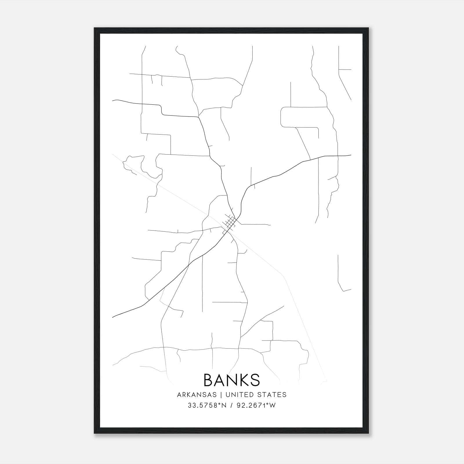 Banks Arkansas Map Poster, Modern Home Decor Wall Art Print Banks Arkansas Map Poster, Modern Home Decor Wall Art Print