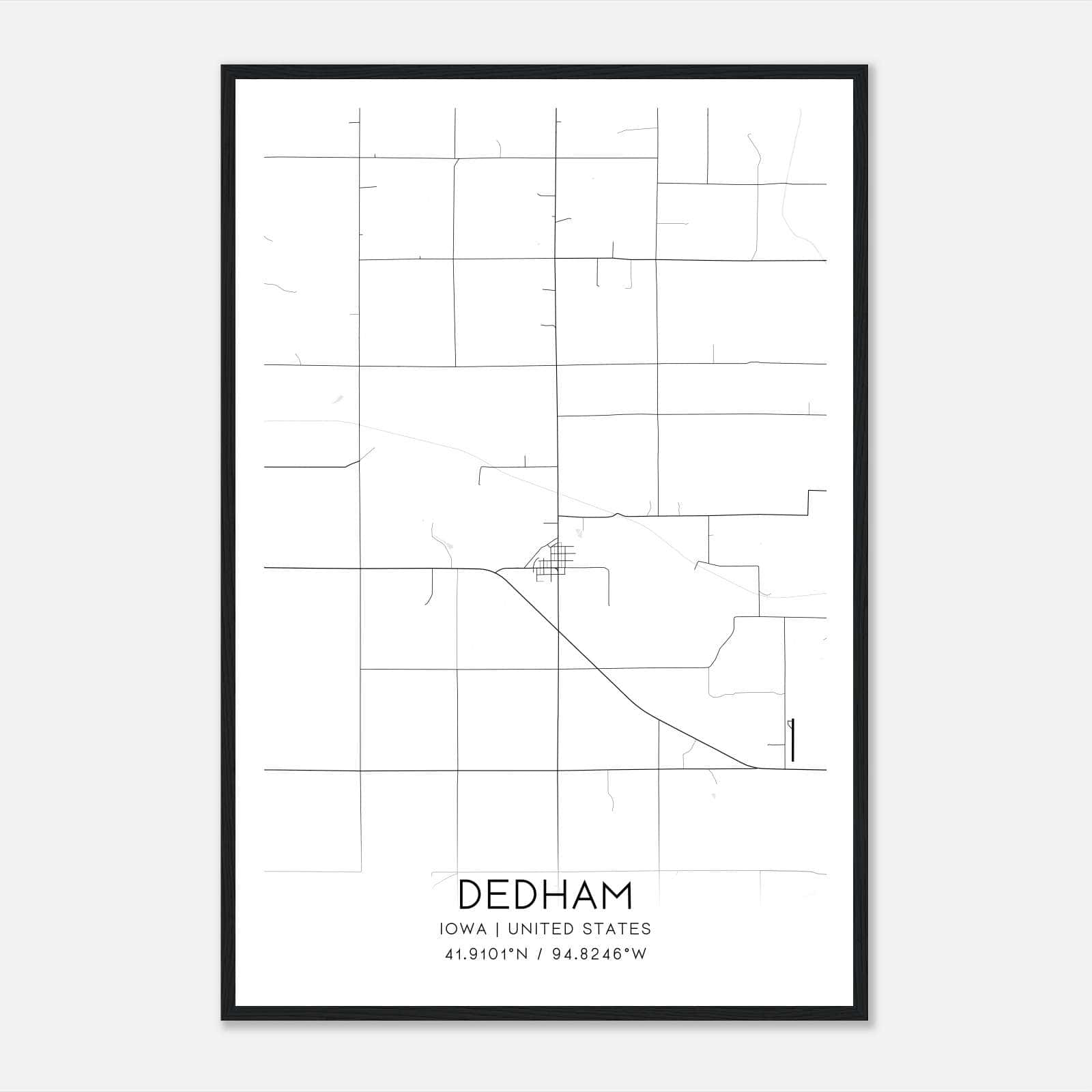 Dedham Iowa Map Poster, Modern Home Decor Wall Art Print Dedham Iowa Map Poster, Modern Home Decor Wall Art Print