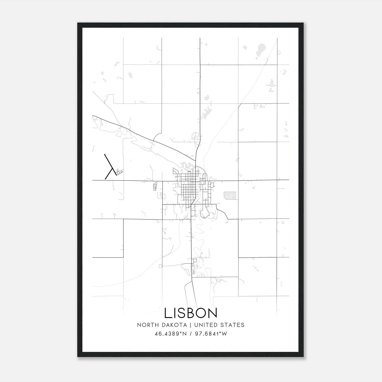 Lisbon North Dakota Map Poster, Modern Home Decor Wall Art Print Lisbon North Dakota Map Poster, Modern Home Decor Wall Art Print
