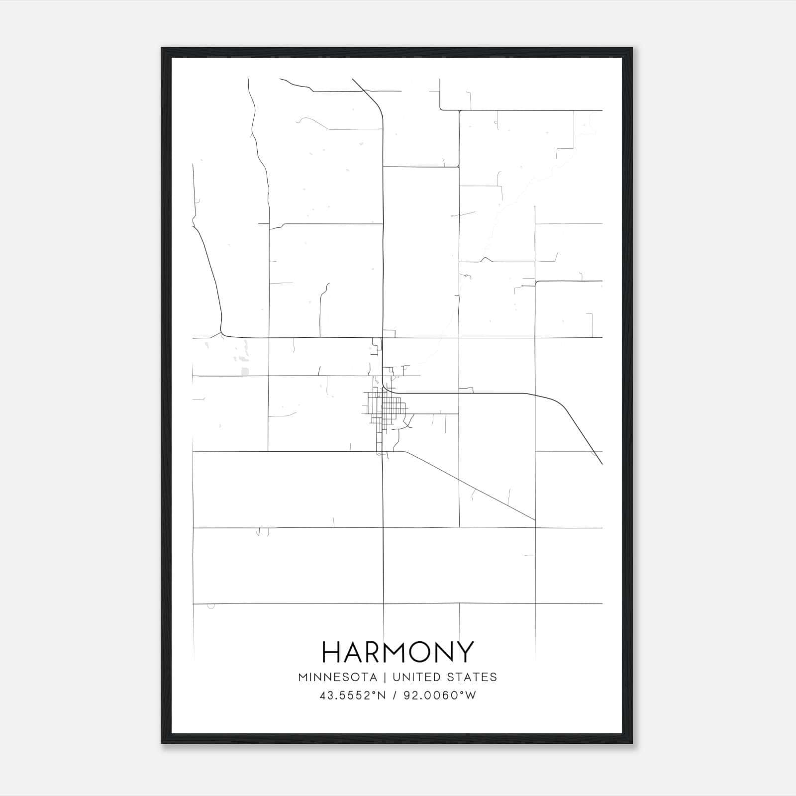 Harmony Minnesota Map Poster, Modern Home Decor Wall Art Print Harmony Minnesota Map Poster, Modern Home Decor Wall Art Print