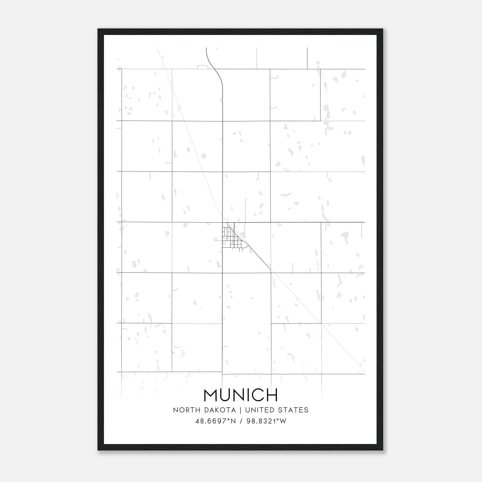 Munich North Dakota Map Poster, Modern Home Decor Wall Art Print Munich North Dakota Map Poster, Modern Home Decor Wall Art Print