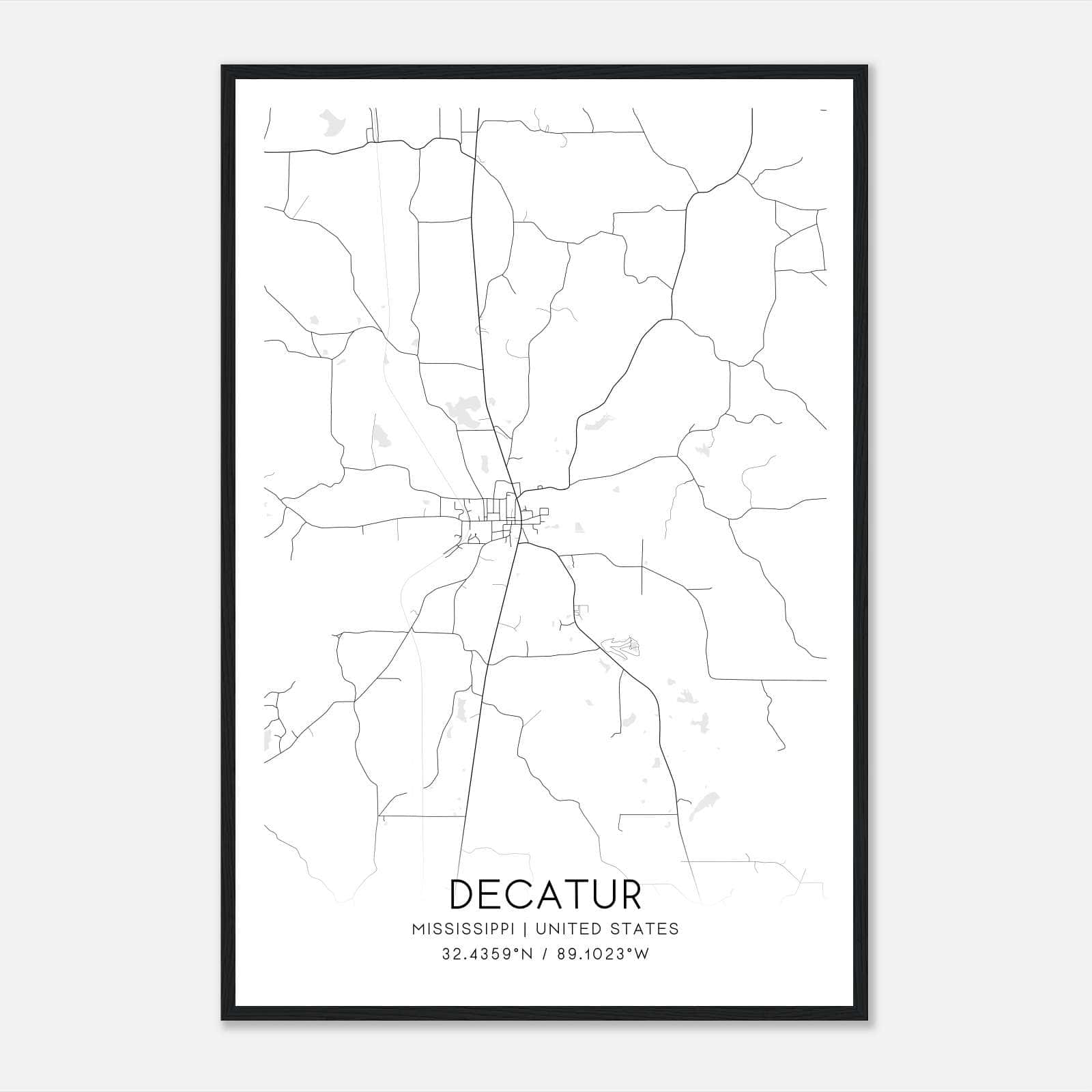 Decatur Mississippi Map Poster, Modern Home Decor Wall Art Print Decatur Mississippi Map Poster, Modern Home Decor Wall Art Print