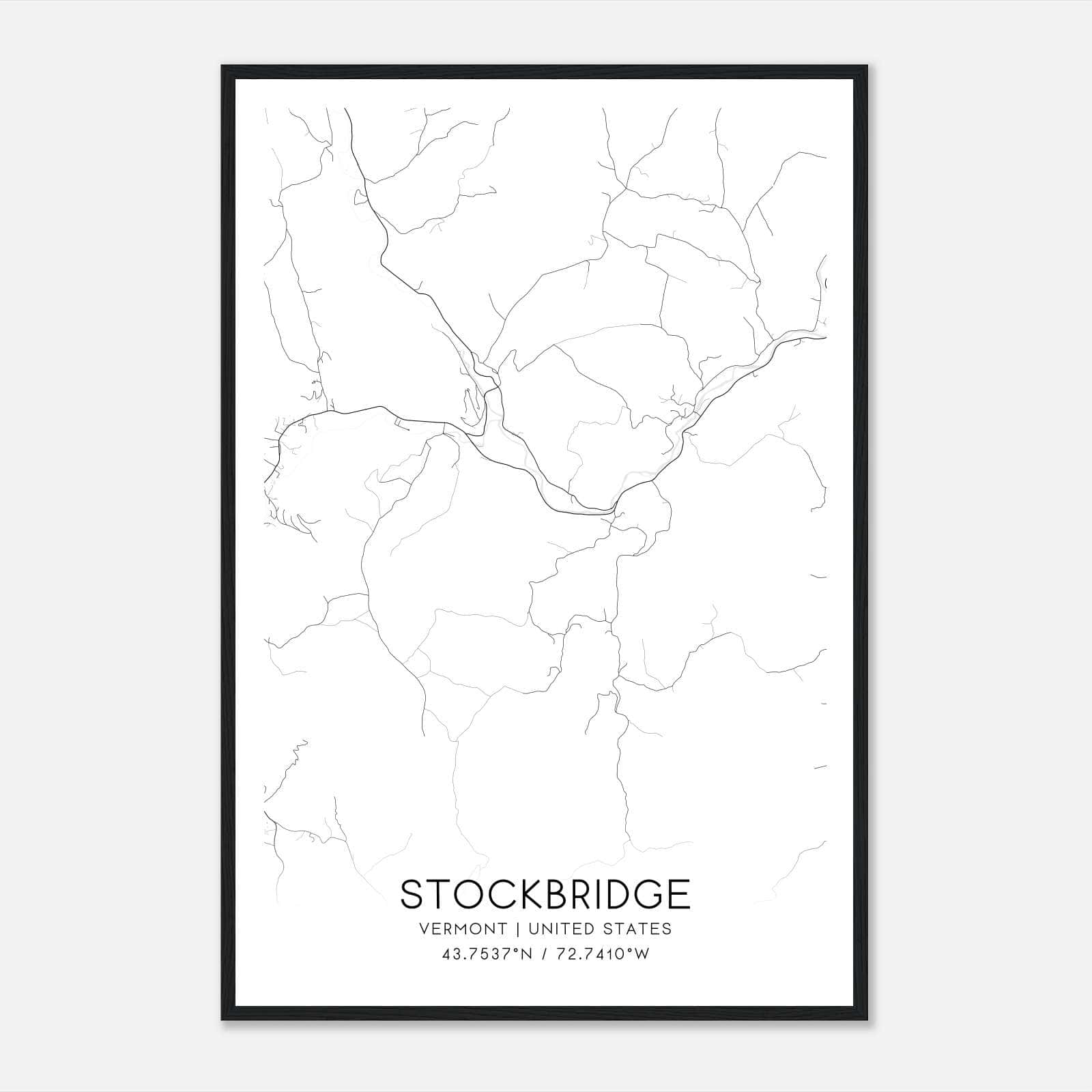 Stockbridge Vermont Map Poster, Modern Home Decor Wall Art Print Stockbridge Vermont Map Poster, Modern Home Decor Wall Art Print