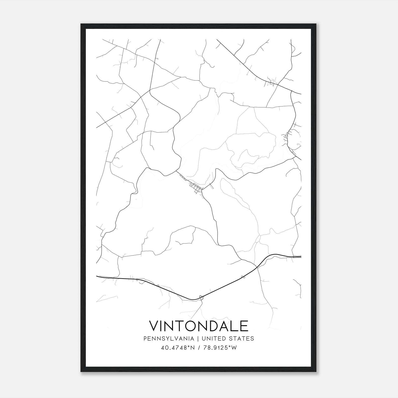 Vintondale Pennsylvania Map Poster, Modern Home Decor Wall Art Print Vintondale Pennsylvania Map Poster, Modern Home Decor Wall Art Print