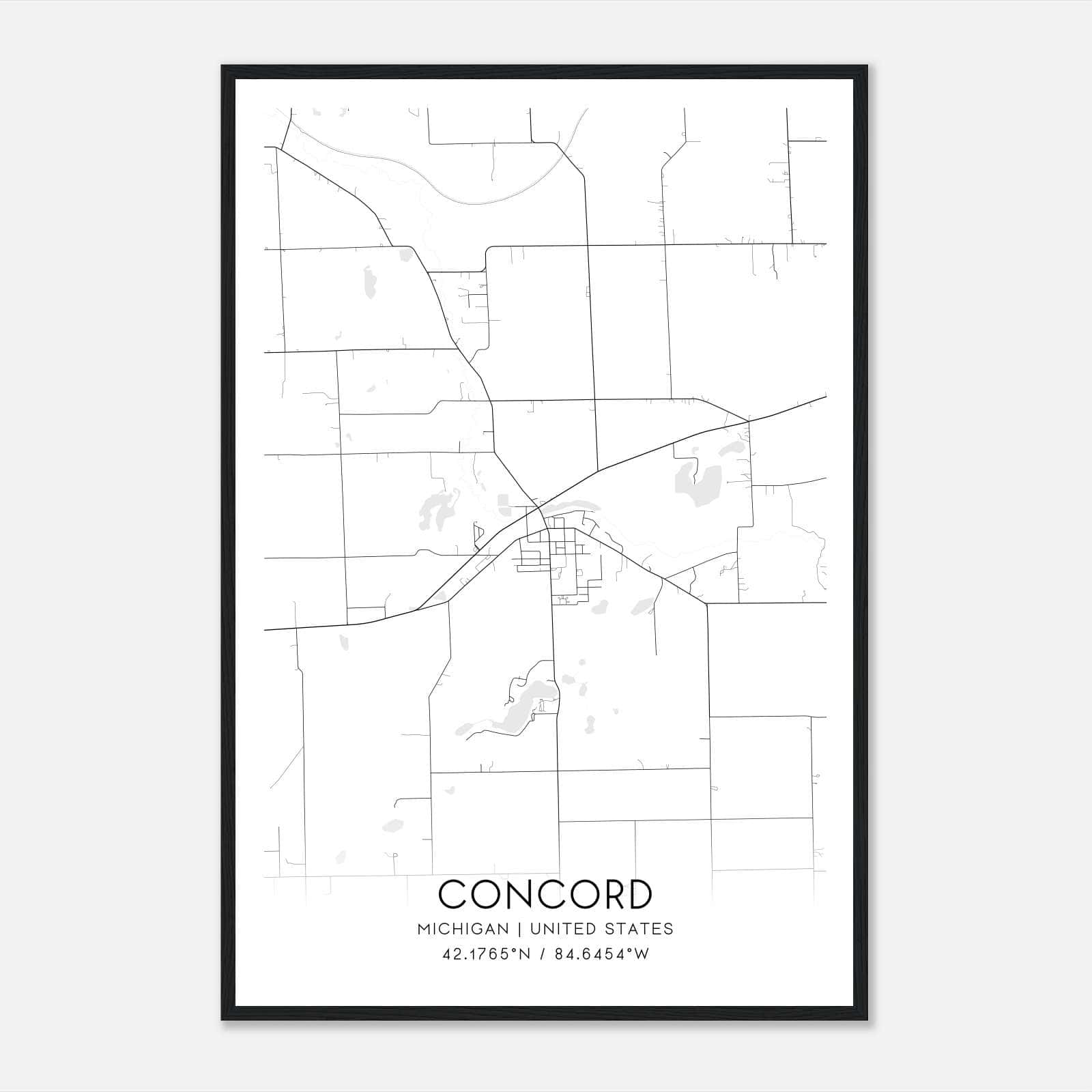 Concord Michigan Map Poster, Modern Home Decor Wall Art Print Concord Michigan Map Poster, Modern Home Decor Wall Art Print