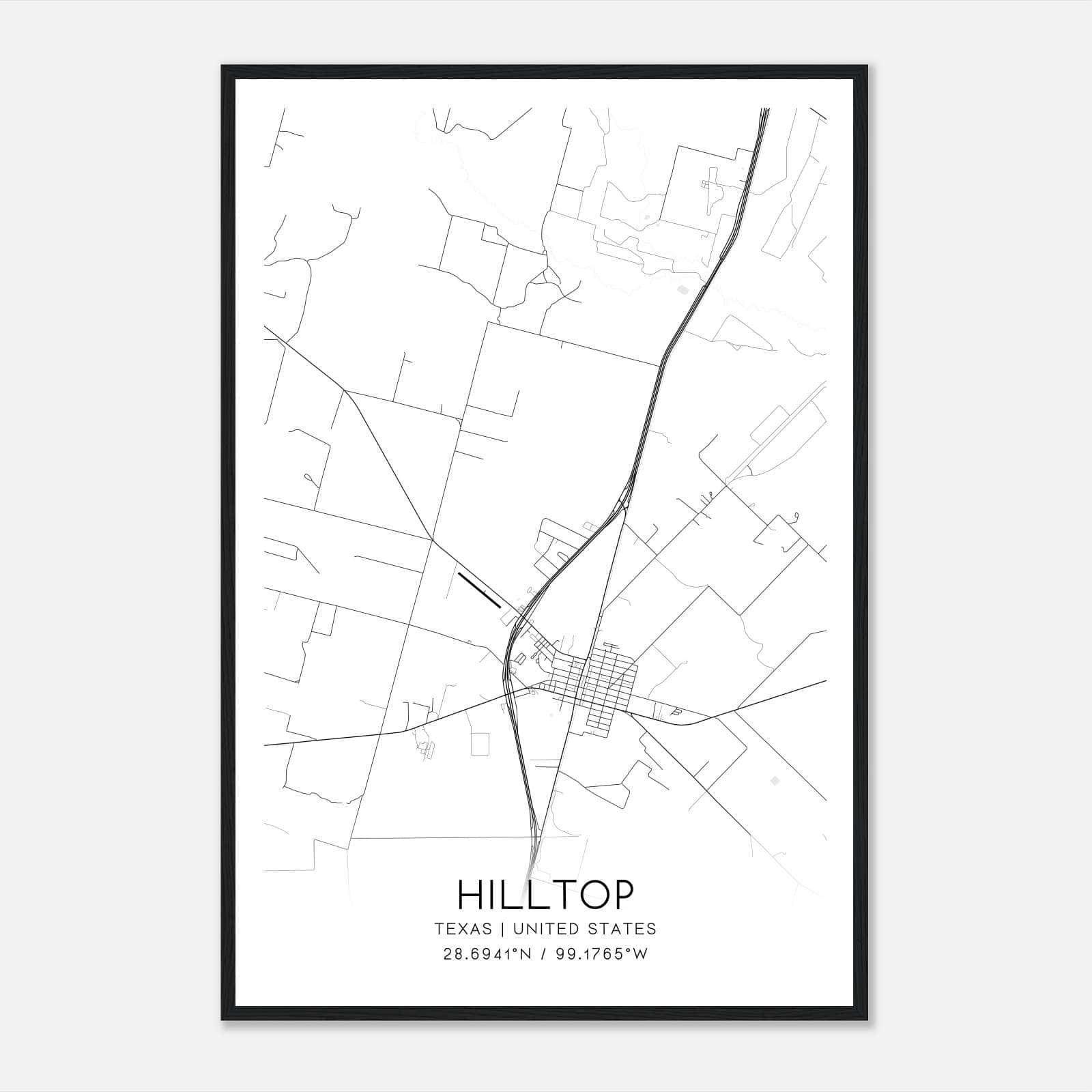 Hilltop Texas Map Poster, Modern Home Decor Wall Art Print Hilltop Texas Map Poster, Modern Home Decor Wall Art Print