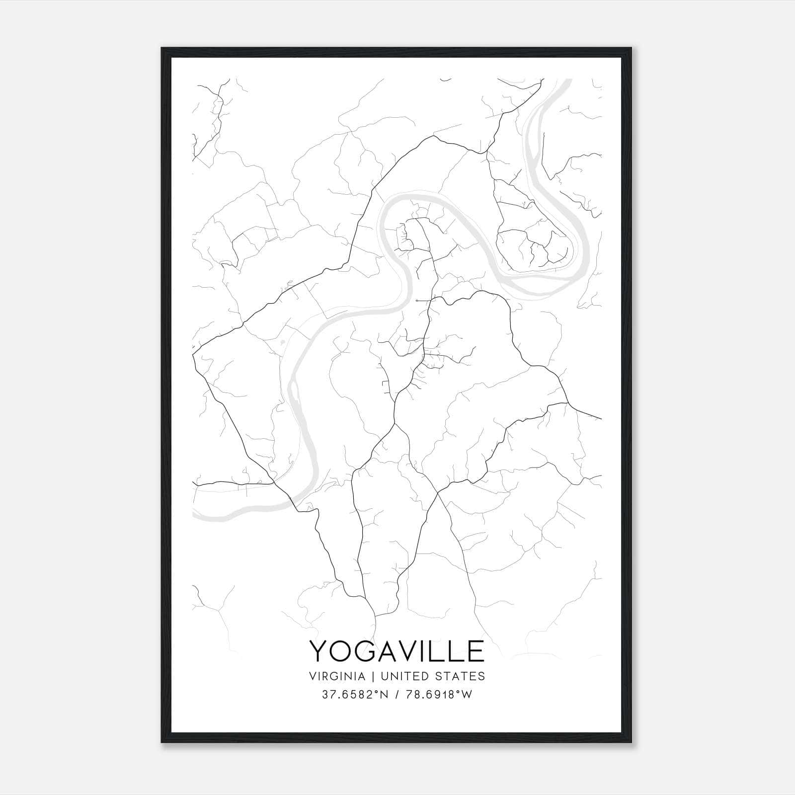 Yogaville Virginia Map Poster, Modern Home Decor Wall Art Print Yogaville Virginia Map Poster, Modern Home Decor Wall Art Print