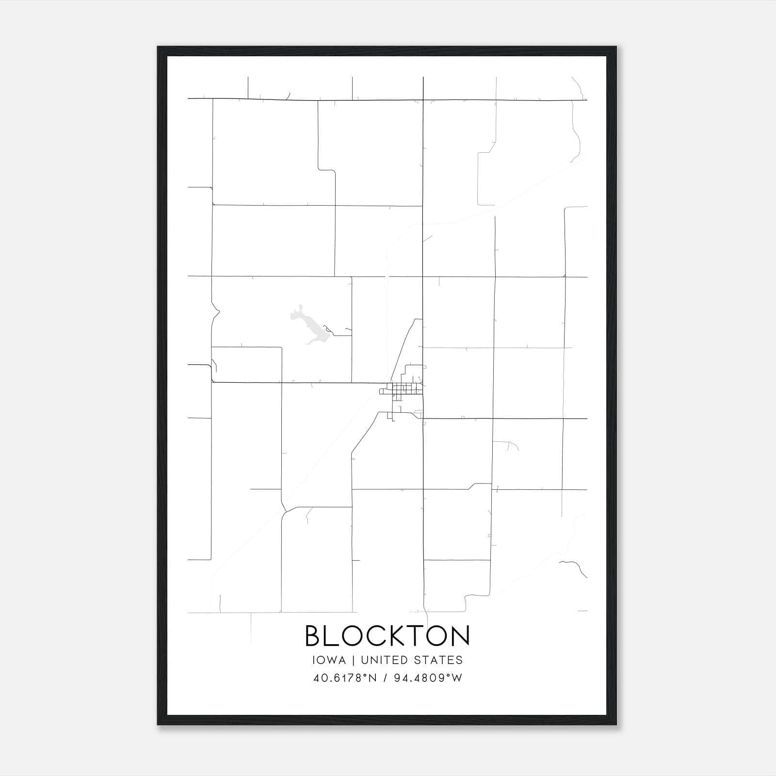 Blockton Iowa Map Poster, Modern Home Decor Wall Art Print Blockton Iowa Map Poster, Modern Home Decor Wall Art Print