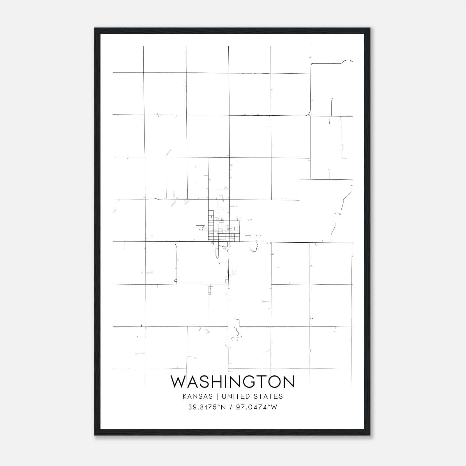 Washington Kansas Map Poster, Modern Home Decor Wall Art Print Washington Kansas Map Poster, Modern Home Decor Wall Art Print
