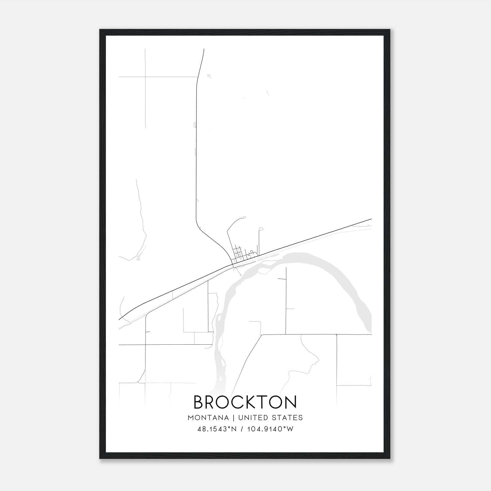 Brockton Montana Map Poster, Modern Home Decor Wall Art Print Brockton Montana Map Poster, Modern Home Decor Wall Art Print
